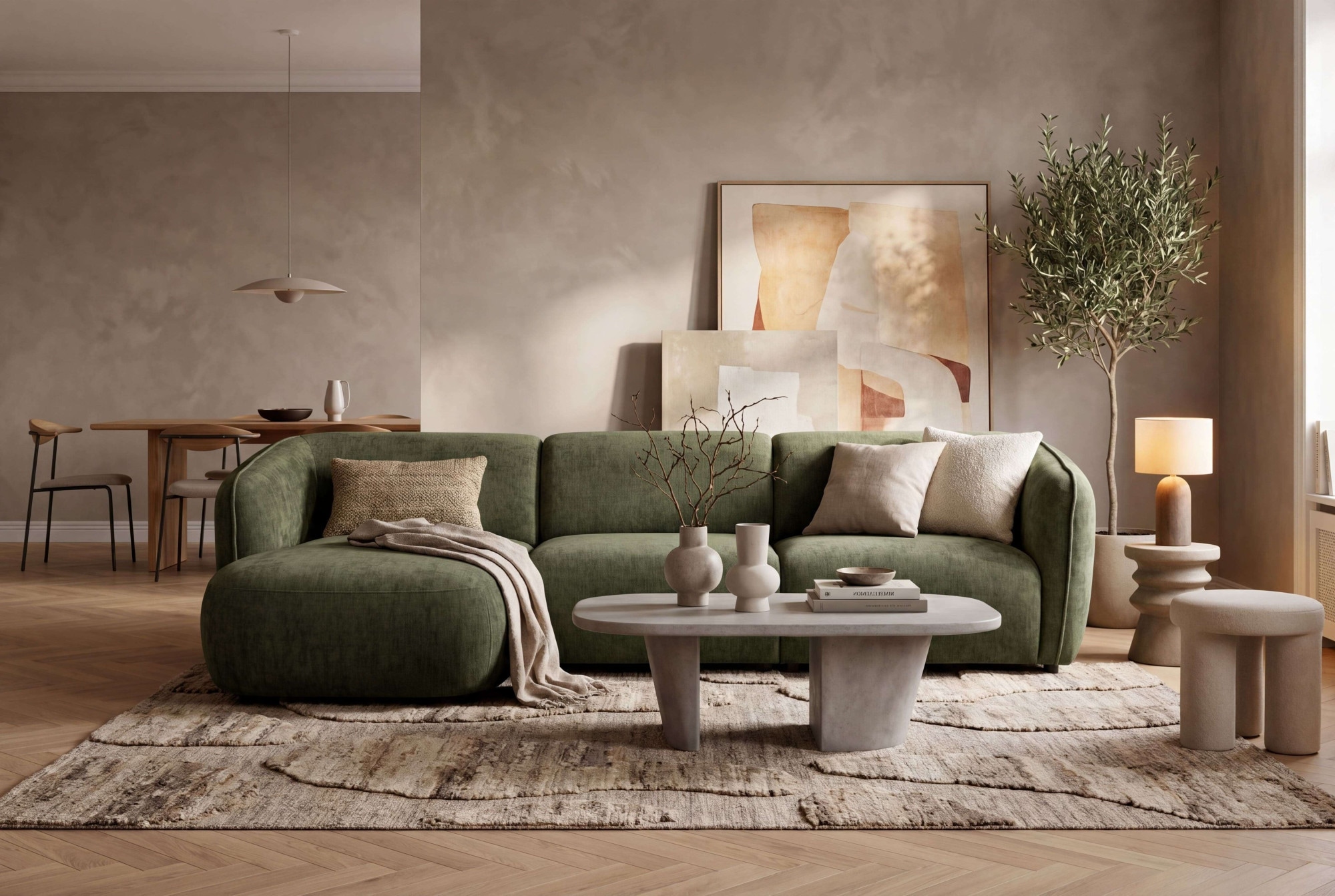 OTTO home Ecksofa "OSTRUP Rundsofa, L-Form, Naturtöne, Boucle oder Chenille" Breite 280 cm, organische Form mit sanften Rundungen