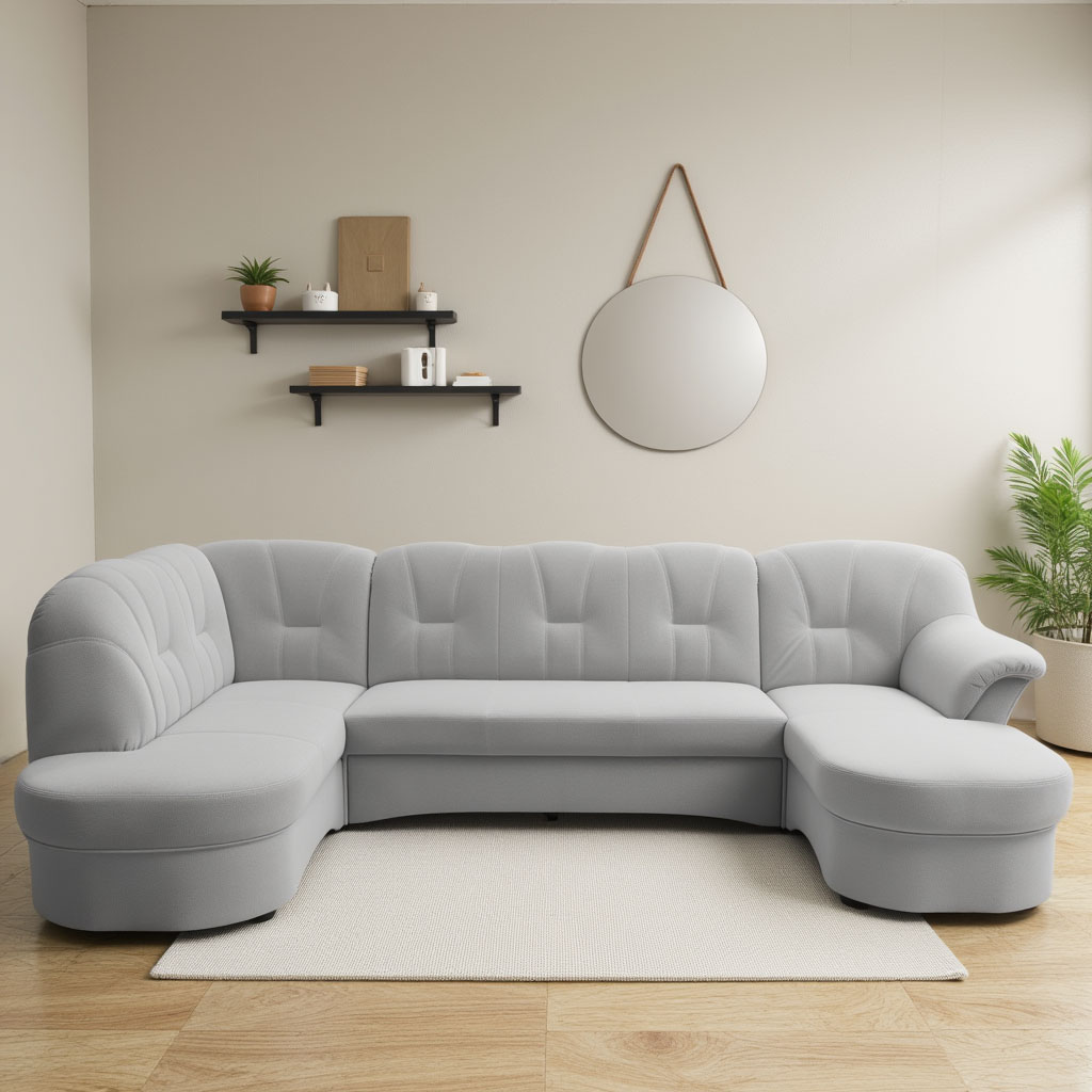 DOMO collection Wohnlandschaft "FLORES 293x180x86 cm, hochwertig, komfortabel, U-Form" wahlw. mit Bettfunktion, wahlw. mit Federkern, Unser Dauertiefpreis