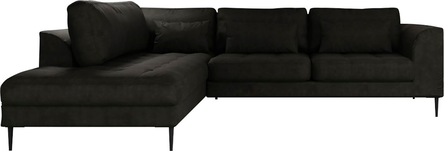TRENDMANUFAKTUR Ecksofa »Luzi, wahlweise mit Schlaffunktion und Bettkasten, gemütlich, L-Form«, Designsofa mit Ottomane, Metallfüße schwarz, Breite 264 cm