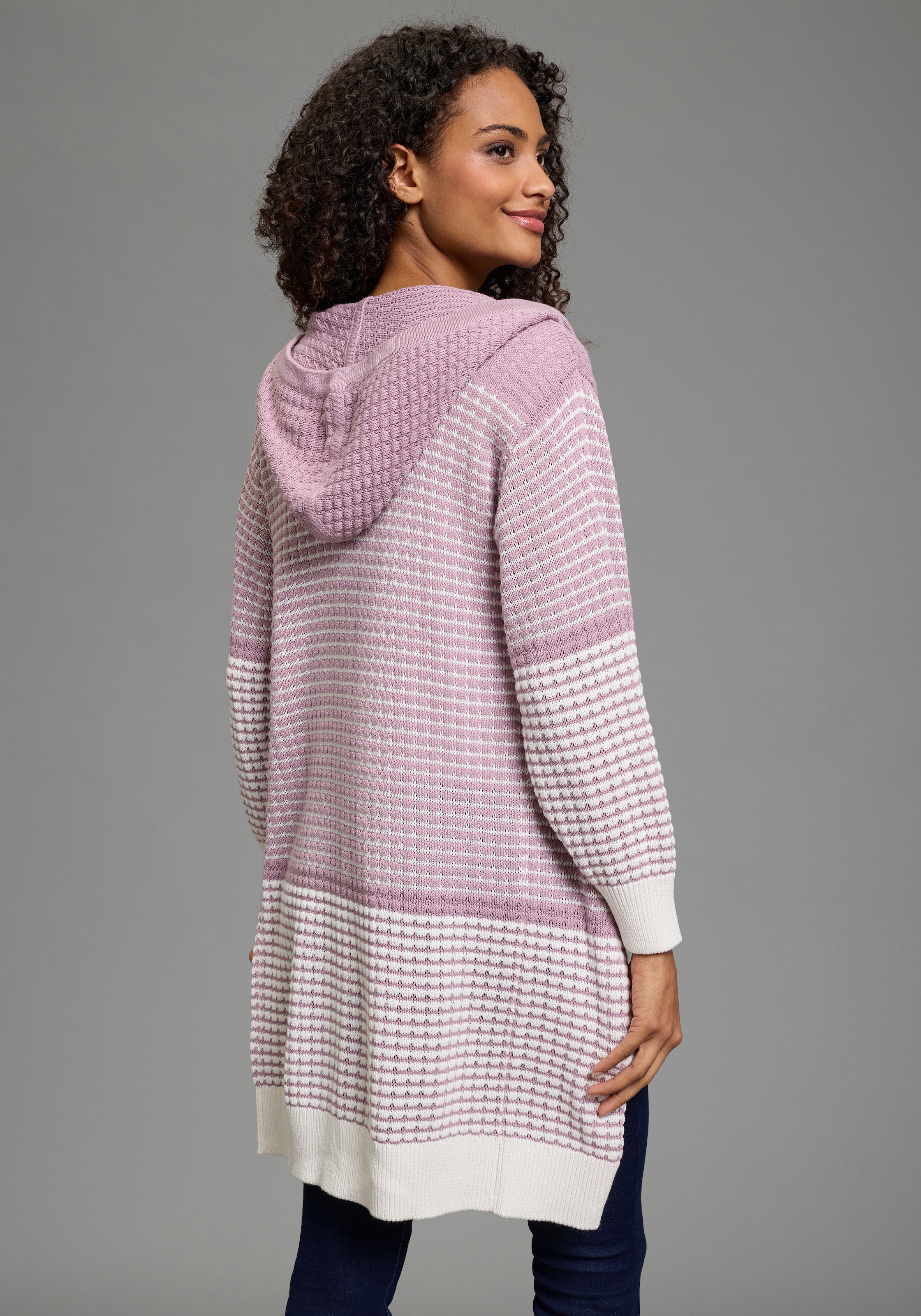 KangaROOS Kapuzenstrickjacke mit angesagtem Strickmuster