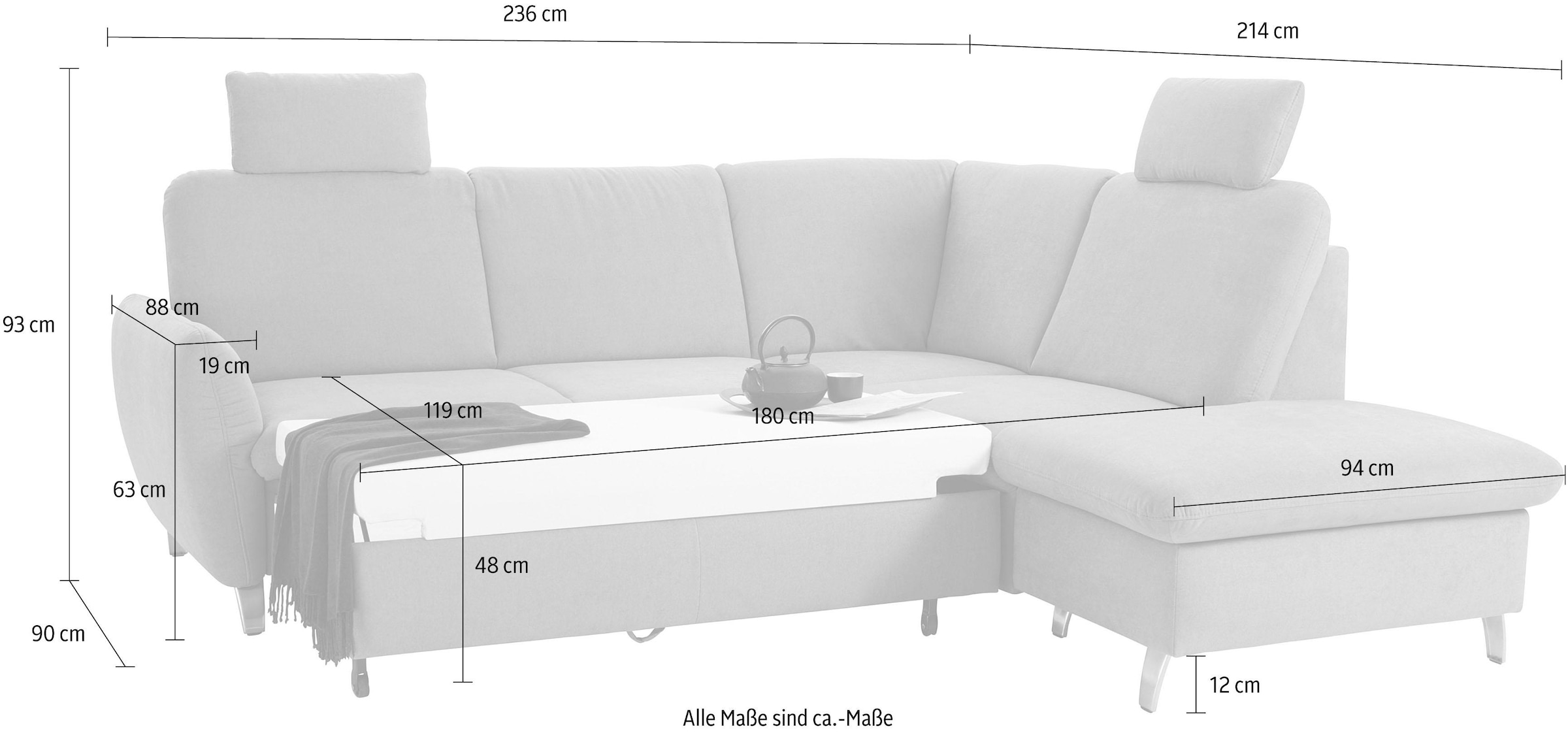 sit&more Ecksofa »Daytona L-Form«, mit Federkern, zwei Kopfstützen und wahlweise mit Bettfunktion