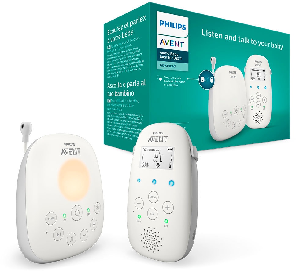 Babyphone PHILIPS AVENT "SCD713/26" Babyphones weiß Baby Babyphone mit Gegensprechfunktion und Nachtlicht