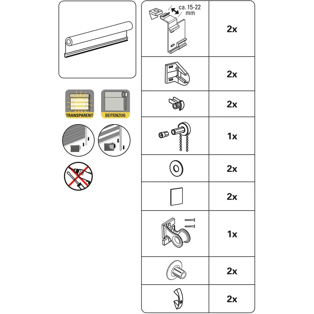 my home Doppelrollo »Duo Klemmrollo«, Lichtschutz, Sichtschutz, ohne Bohren, freihängend