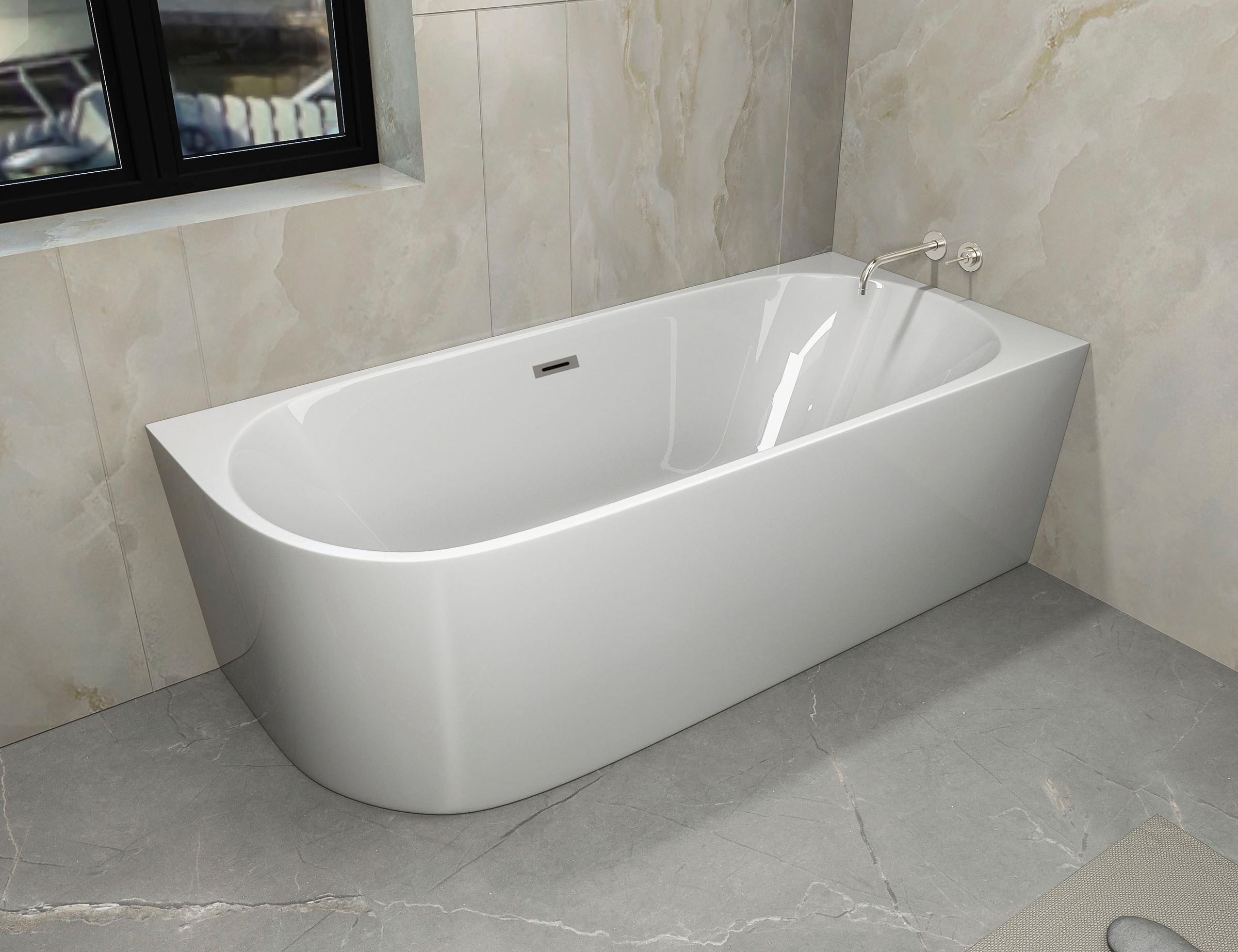 Thumbnail - Sanotechnik Badewanne "PORTO" Höhe 60 cm Überlauf 170x75x60 cm