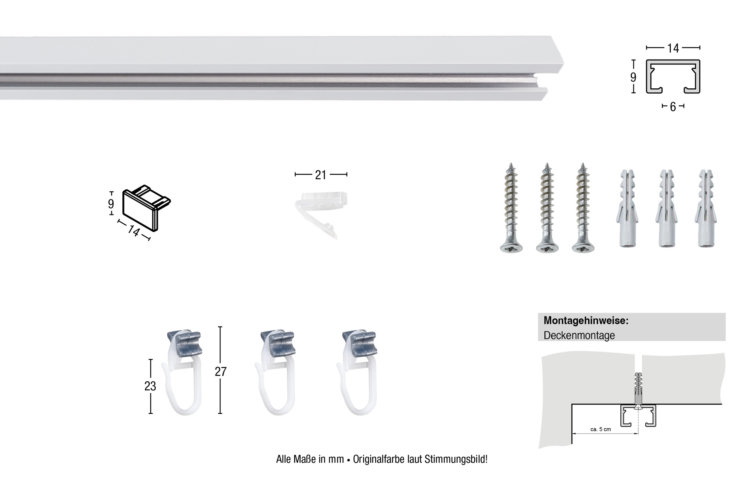 Thumbnail - GARESA Gardinenschiene "Linea" 1 läufig-läufig Fixmaß Vorhanggarnitur, einfache Montage, Wandmontage