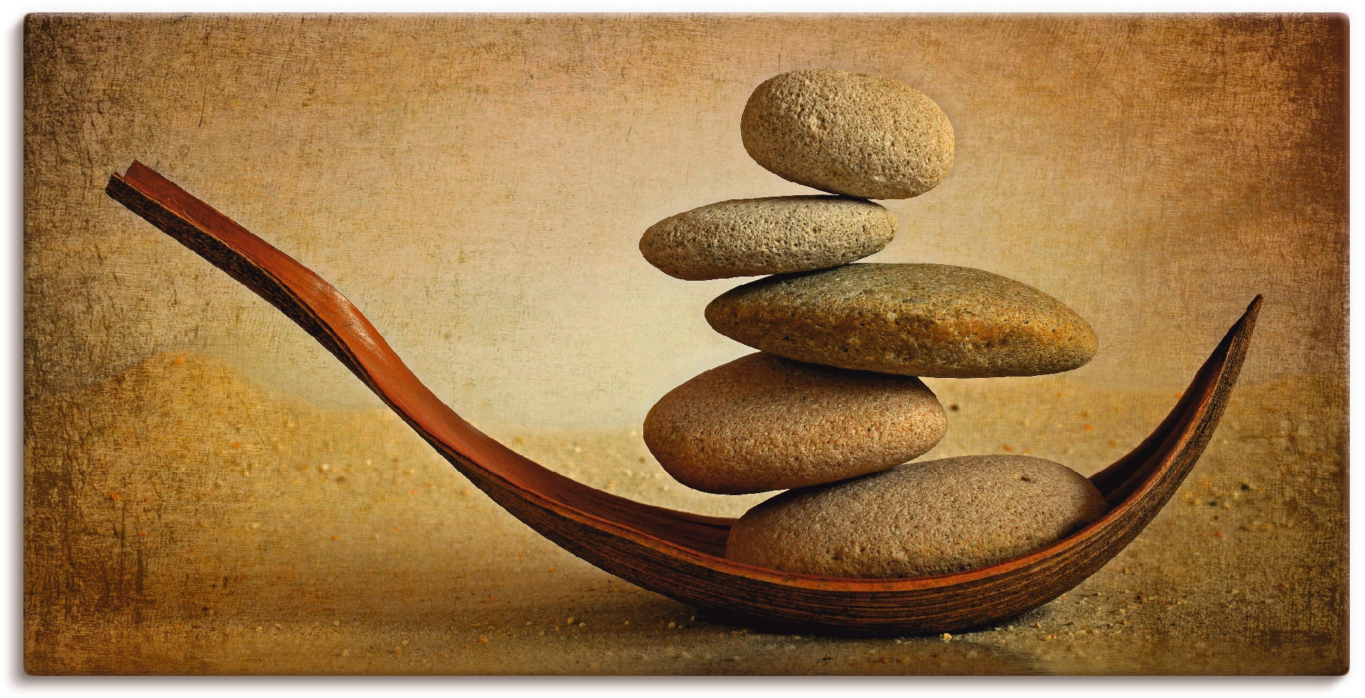Artland Leinwandbild "Steinschiffchen", Zen, (1 St.), auf Keilrahmen gespannt