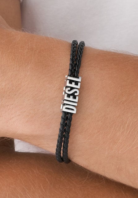 Diesel Armband »Schmuck Edelstahl Armschmuck Lederarmband«, mit Zirkonia (synth.)