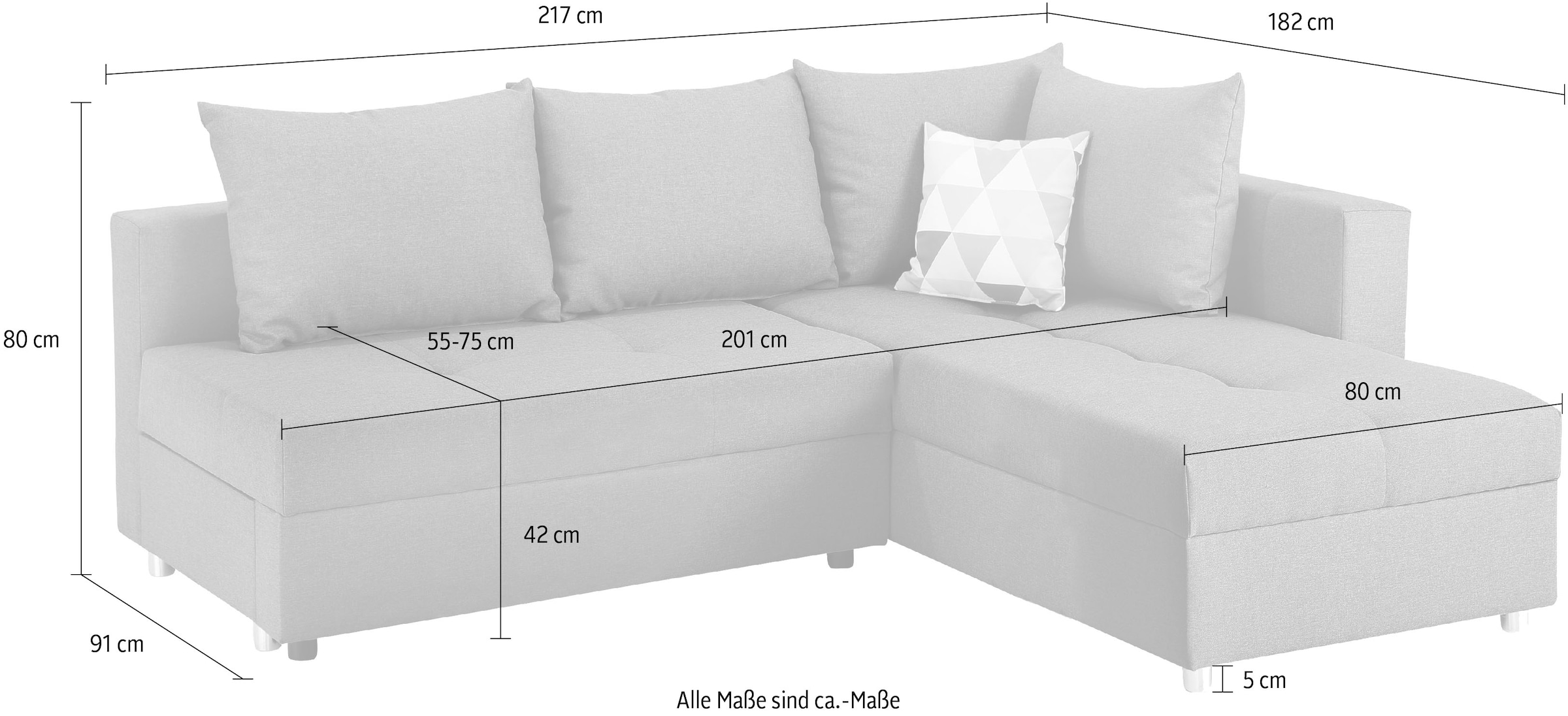 Home affaire Ecksofa »Italia«, mit Bettfunktion, mit Federkern kaufen | BAUR | Ecksofas