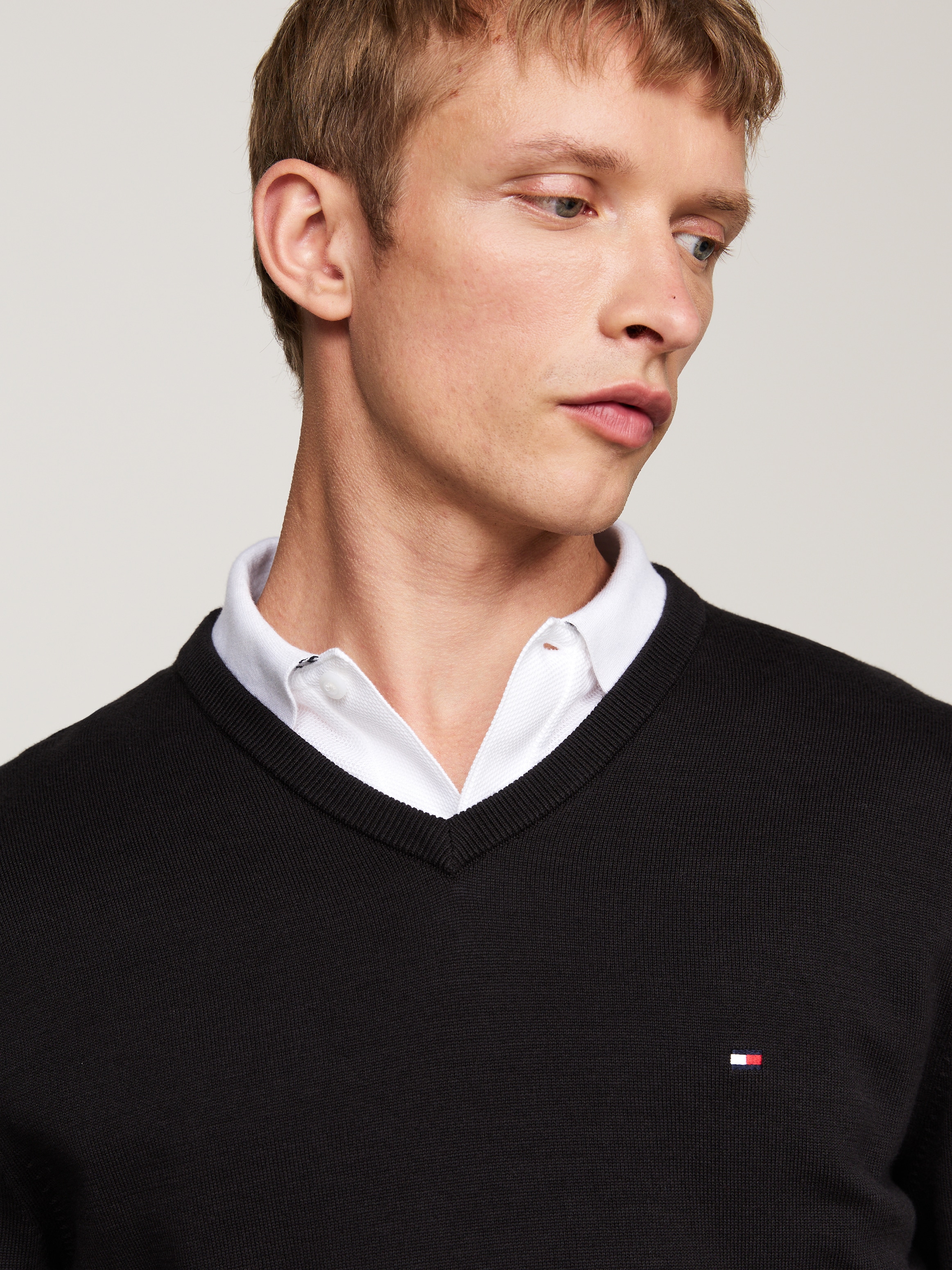 Tommy Hilfiger Strickpullover »ESSENTIAL COTTON V NECK«