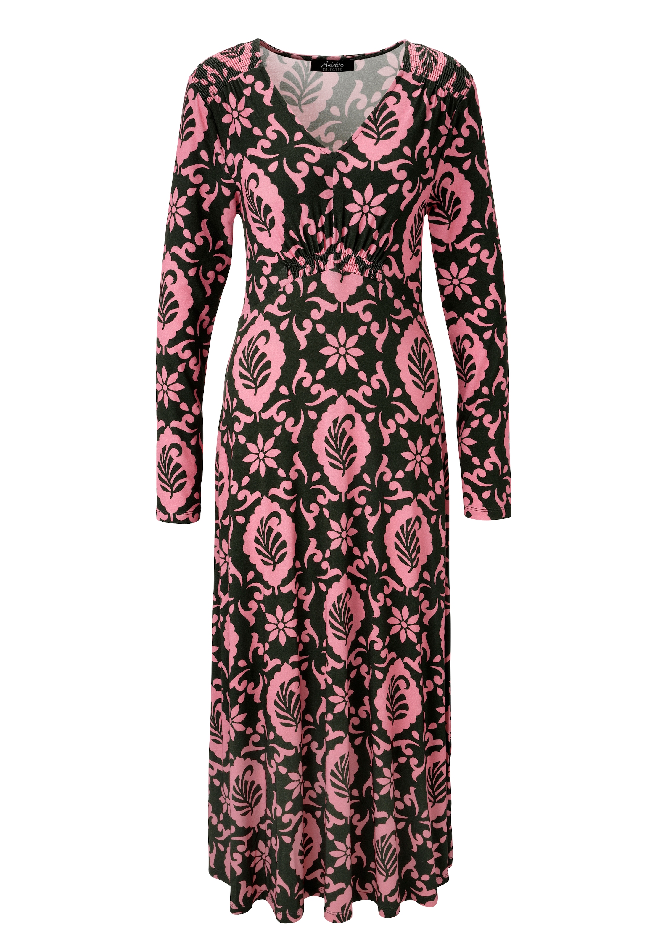 Aniston SELECTED Midikleid, mit Smok-Details - NEUE KOLLEKTION