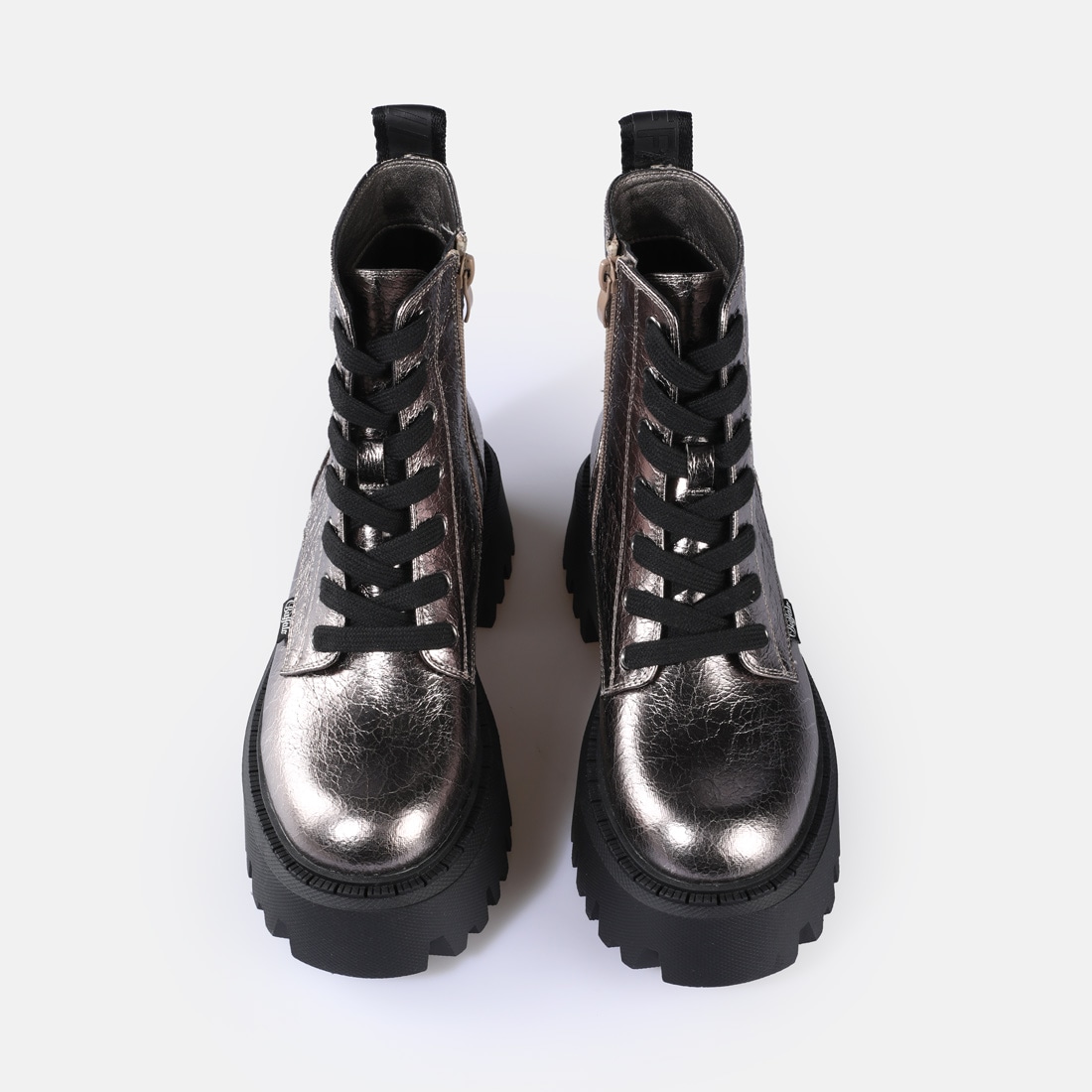 Buffalo Plateaustiefelette »Aspen Lace Up mid«  Schnürboots, Plateauboots, Profilsohle, in aktueller Metallic-Optik