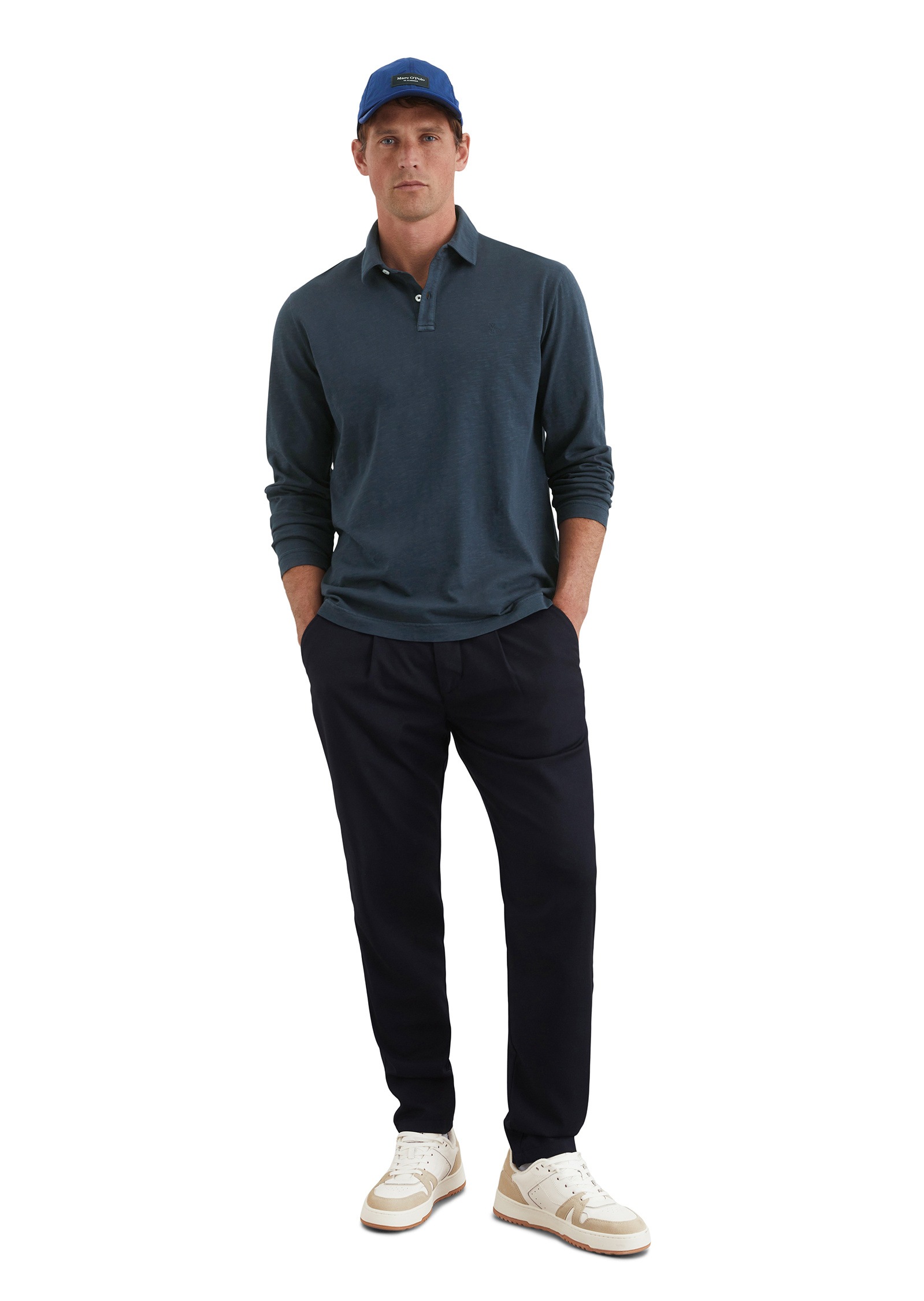 Marc O'Polo Langarm-Poloshirt »in softem Slub-Jersey«
