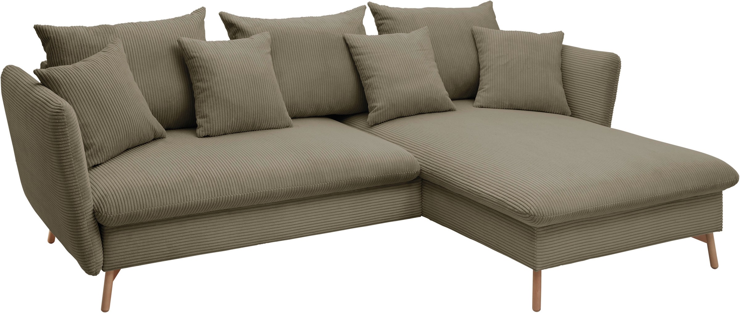 andas Ecksofa »MERLE, 258 cm, L-Form, Cord,«, mit Schlaffunktion, Liegefläche 224 x 139 cm und Bettkasten