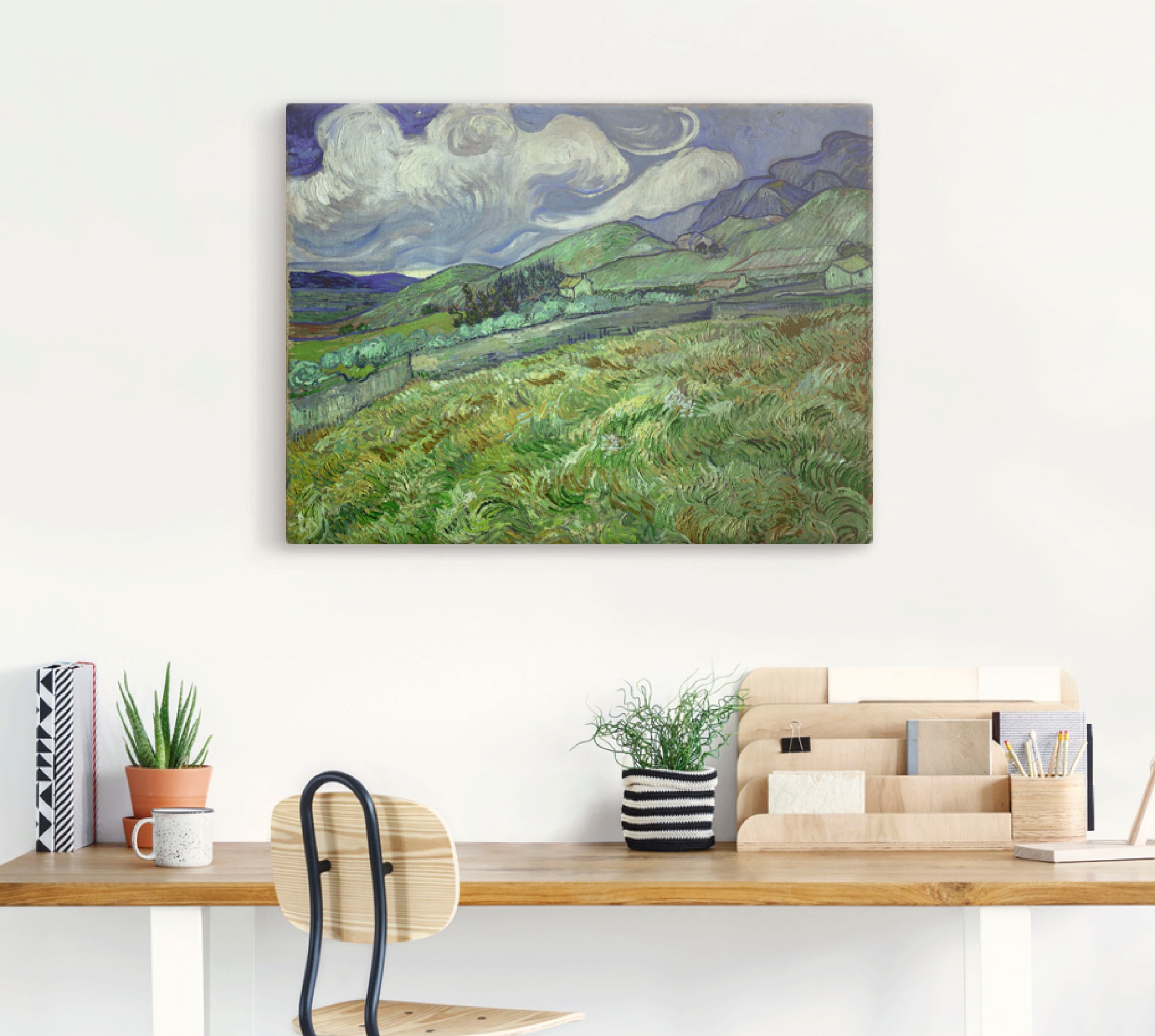 Artland Wandbild »Berglandschaft, Hospital Saint-Paul«, Felder, (1 St.), als Leinwandbild, Wandaufkleber oder Poster in versch. Größen