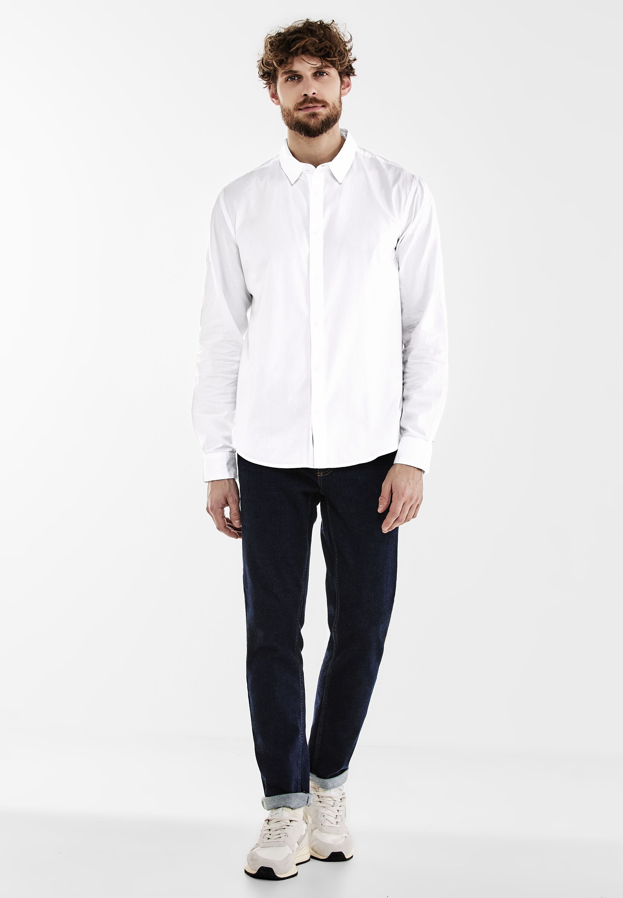 STREET ONE MEN Langarmhemd, aus reiner Baumwolle