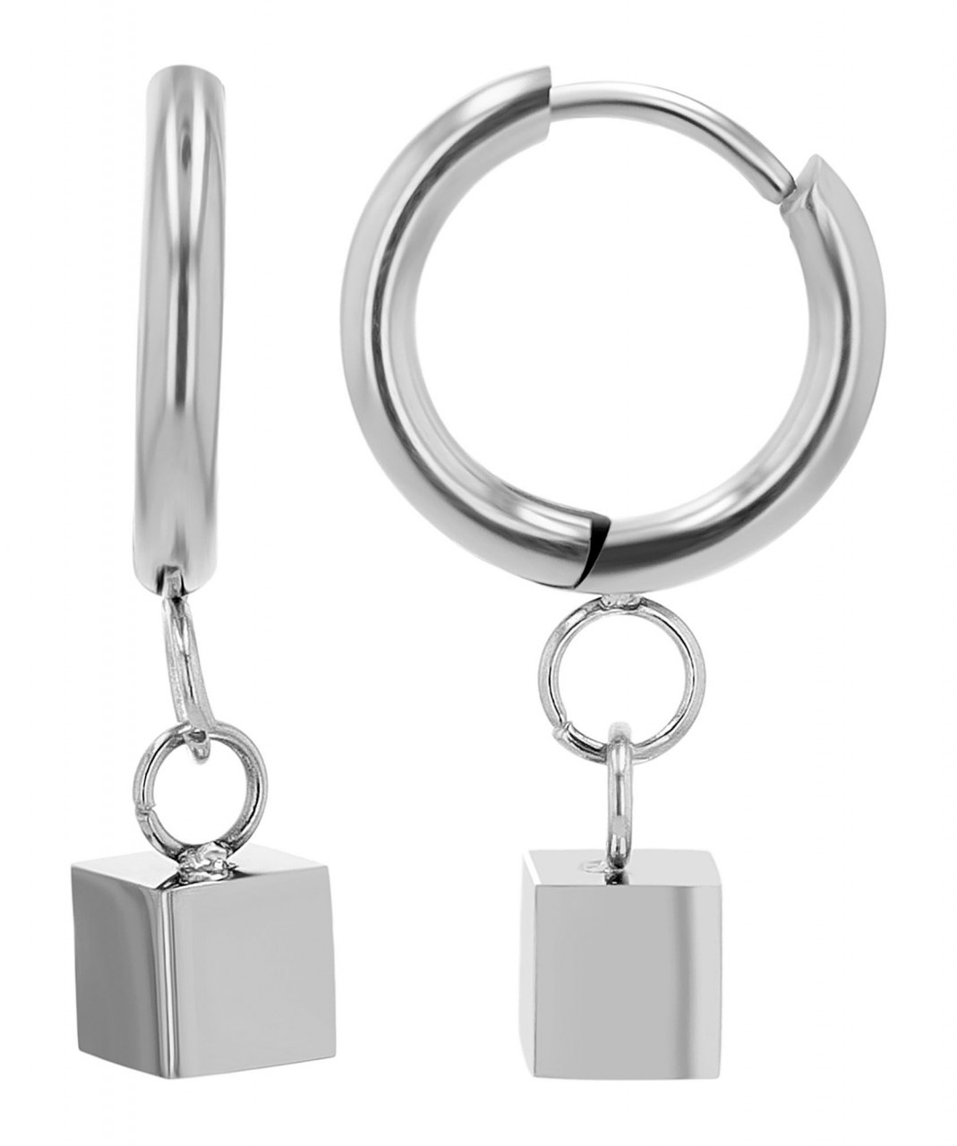 Paar Ohrhänger ADELIA´S "Damen Ohrhänger aus Edelstahl Ø 8 mm", silber, Ohrringe, Damen, Damen, Edelstahl