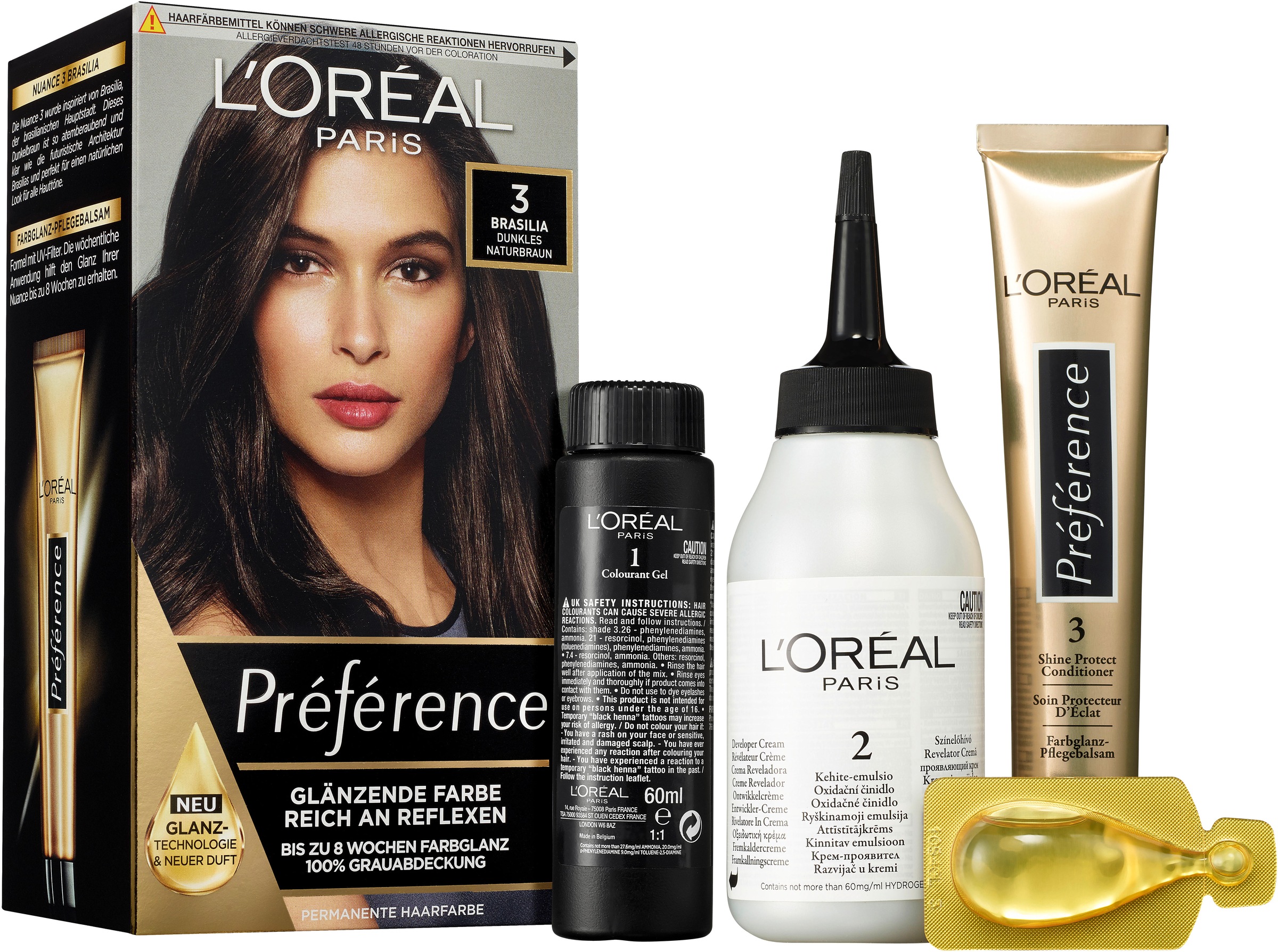 L'ORÉAL PARIS Coloration »Préférence«, (Packung, 3 tlg.), mit pflegender Formel