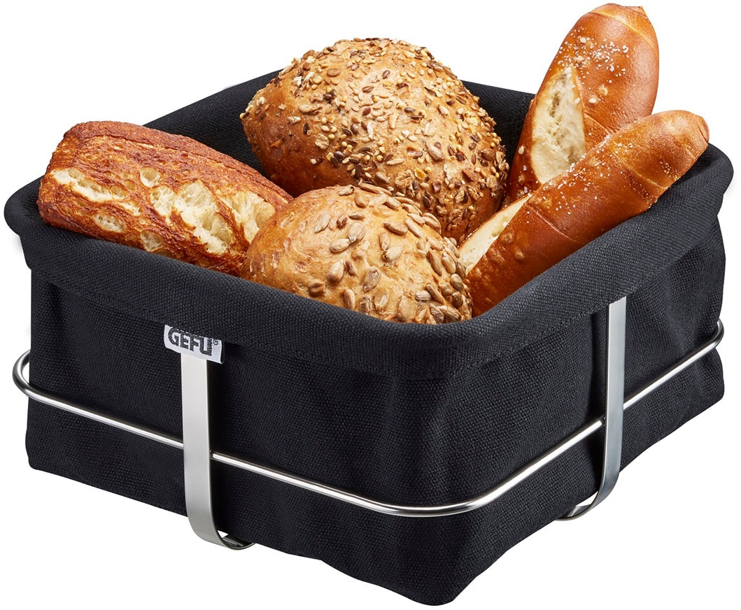 GEFU Brotkorb »BRUNCH eckig«, (1 tlg., Edelstahl Rahmen, Baumwolleeinsatz), perfekt für Brot & Brötchen