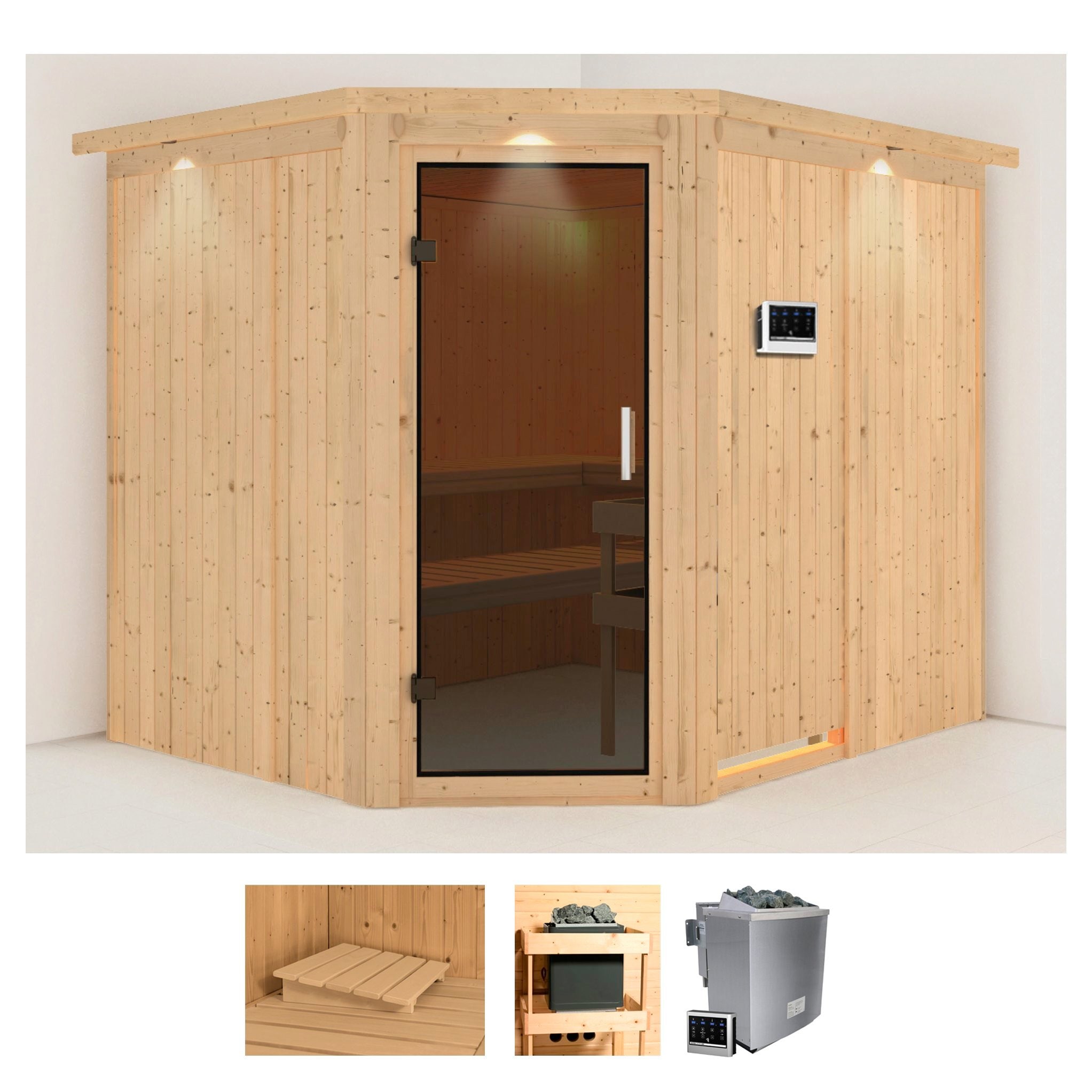 Karibu Sauna "Marit" Set, Ofen 9 kW Bio externe Strg easy