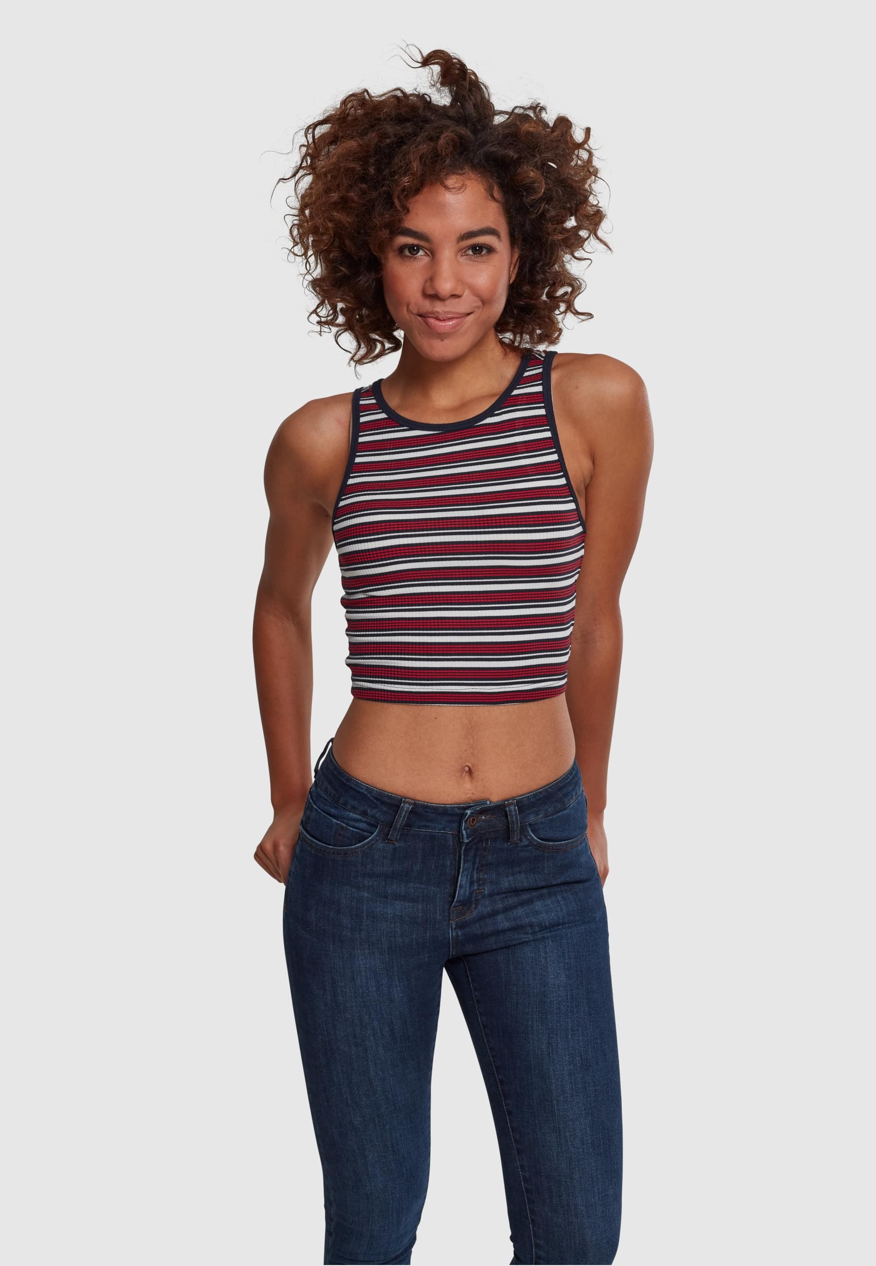 URBAN CLASSICS Muskelshirt »Urban Classics Damen Ladies Rib Stripe Cropped Top«, (1 tlg.)