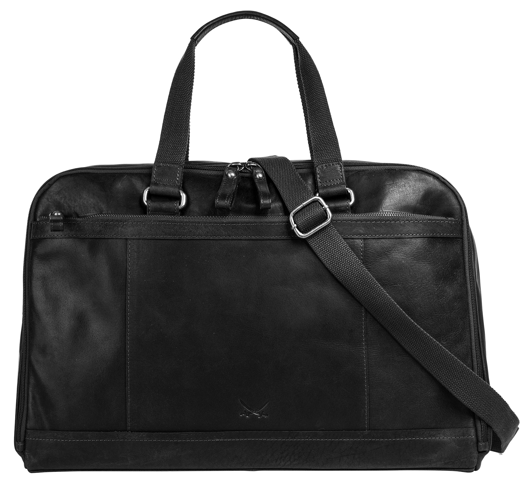 SANSIBAR Reisetasche "SANSIBAR Herren, Damen Reisetasche echt Leder", schwarz, Leder, leicht glänzend, unifarben, Taschen, echt Leder