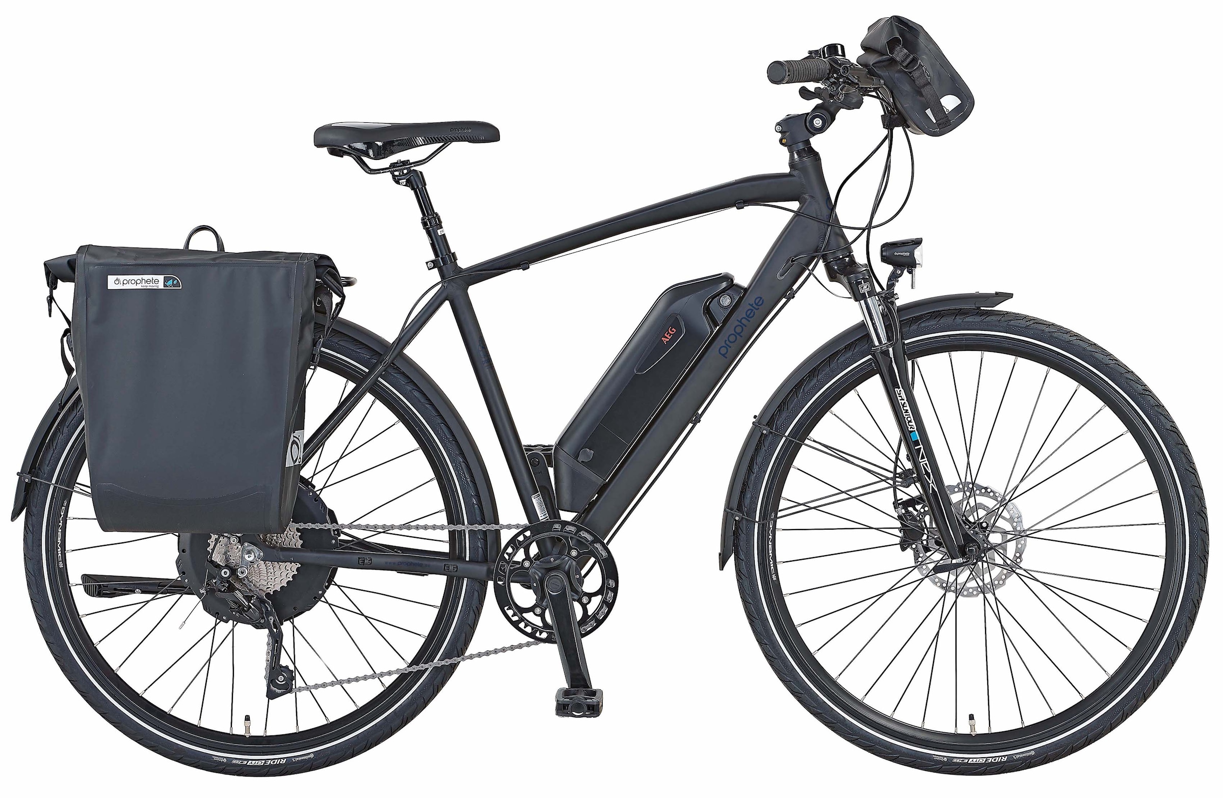 Prophete E-Bike »Entdecker e2000«, 10 Gang, Shimano, Deore, Heckmotor 250  W, (mit Lenkertasche-mit Seitentasche) | BAUR