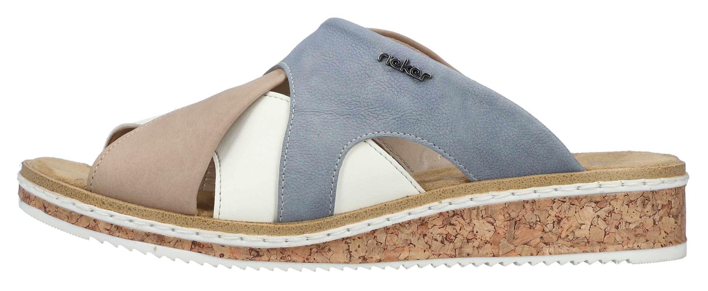 Rieker Pantolette, Sommerschuh, Hausschuh, Strandschuh, Urlaubschuh mit Stretcheinsatz