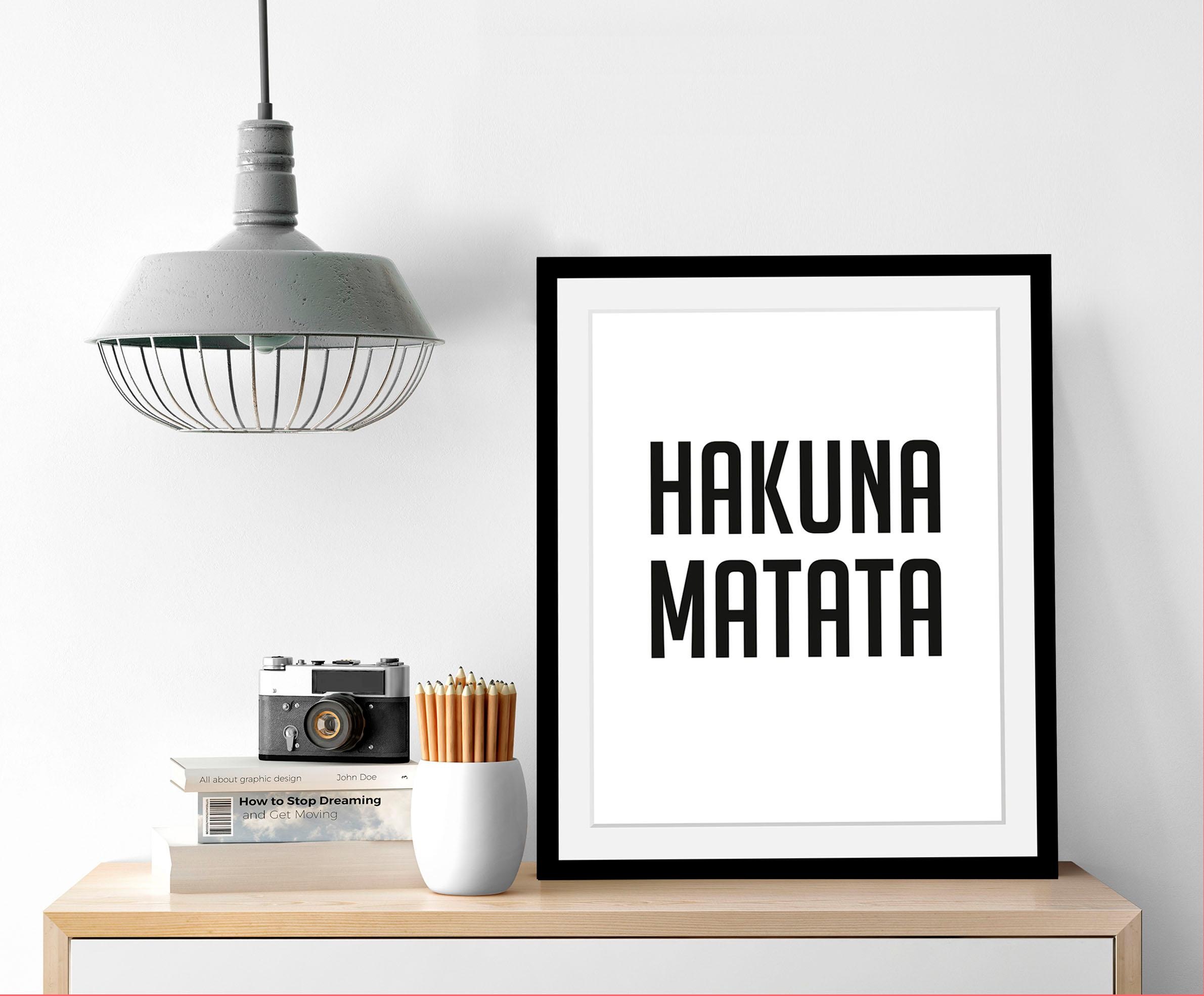 queence Bild "Hakuna Matata", Schwarz-Weiß-Schriftzug-Motivationsbilder-Hum günstig online kaufen