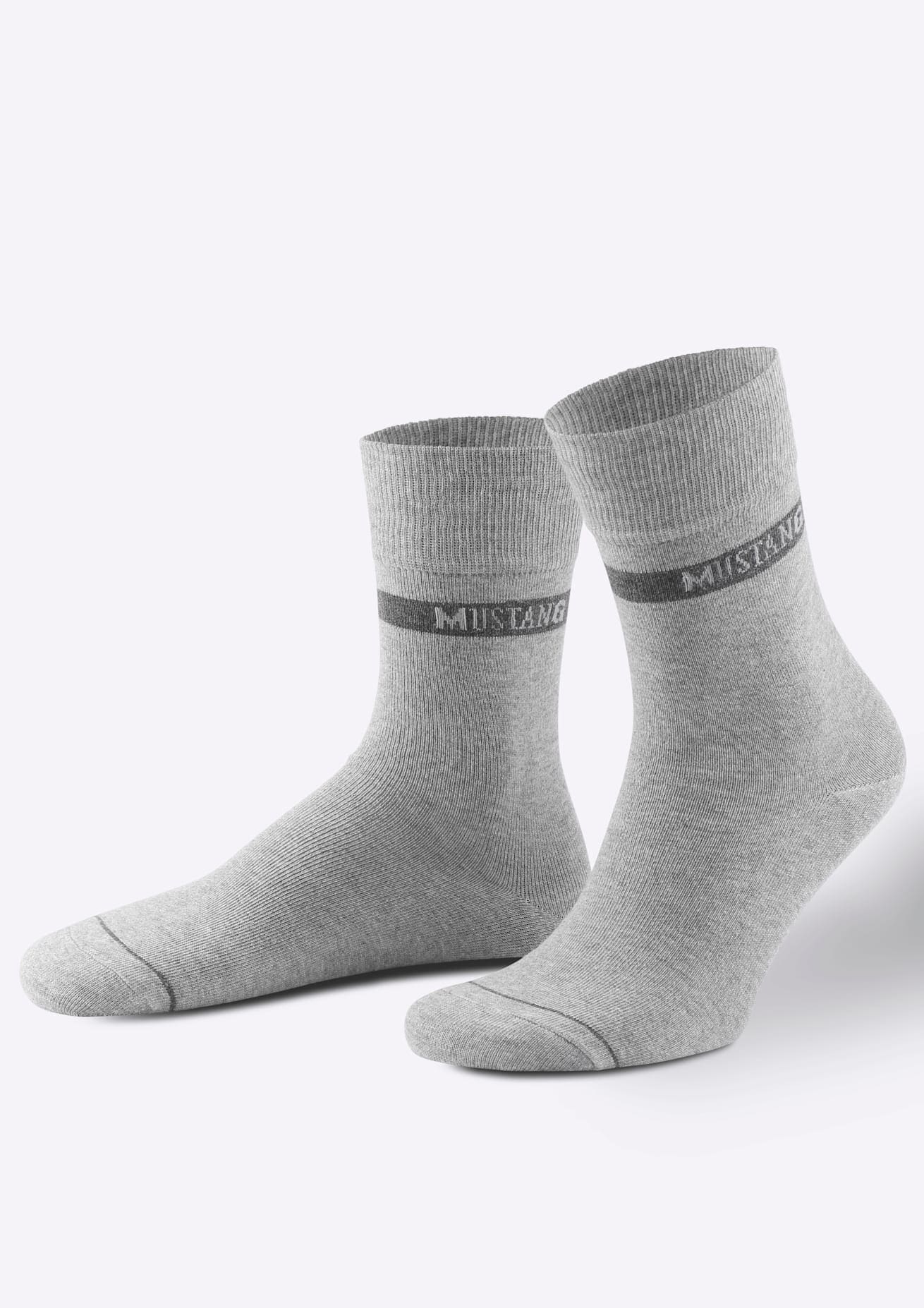 MUSTANG Damen Socken, Gr. 2, grau, 73% Baumwolle, 23% Polyester, 2% Elasthan, 2% Polyamid, 55% Baumwolle, 41% Polyester, 2% Elasthan, 2% Polyamid,
