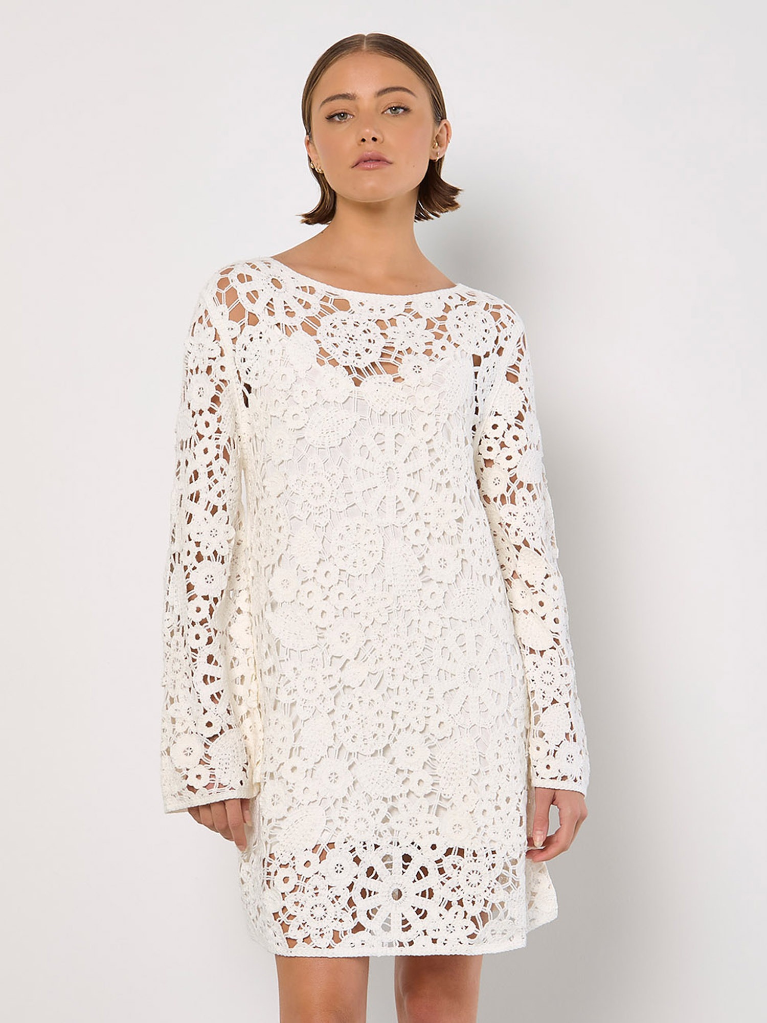 Apricot Druckkleid »Minikleid« mit Trompetenarmen
