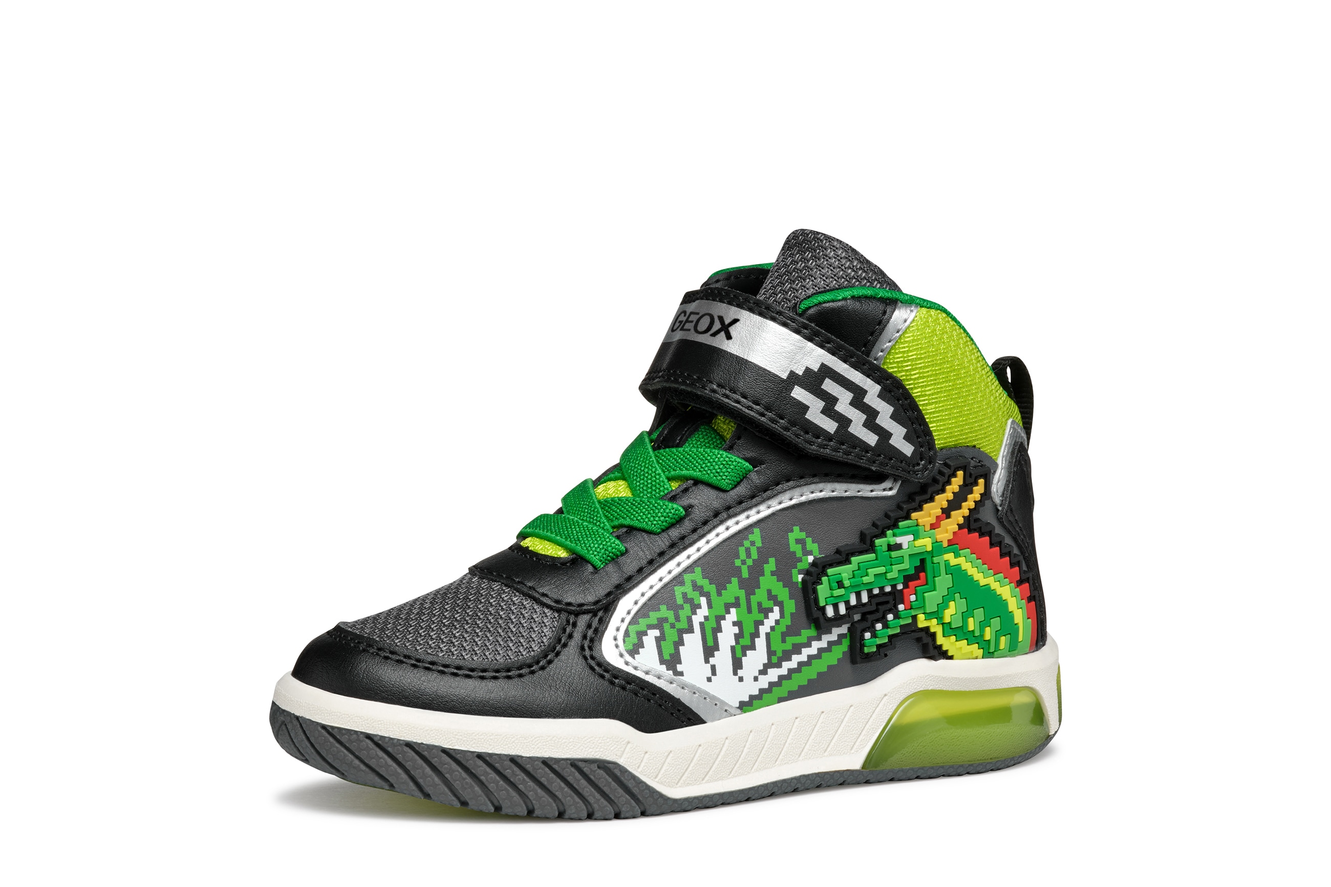 Geox Sneaker "J INEK BOY Blinkschuh" Schnürboots mit cooler Blinkfunktion, Größenschablone zum Download