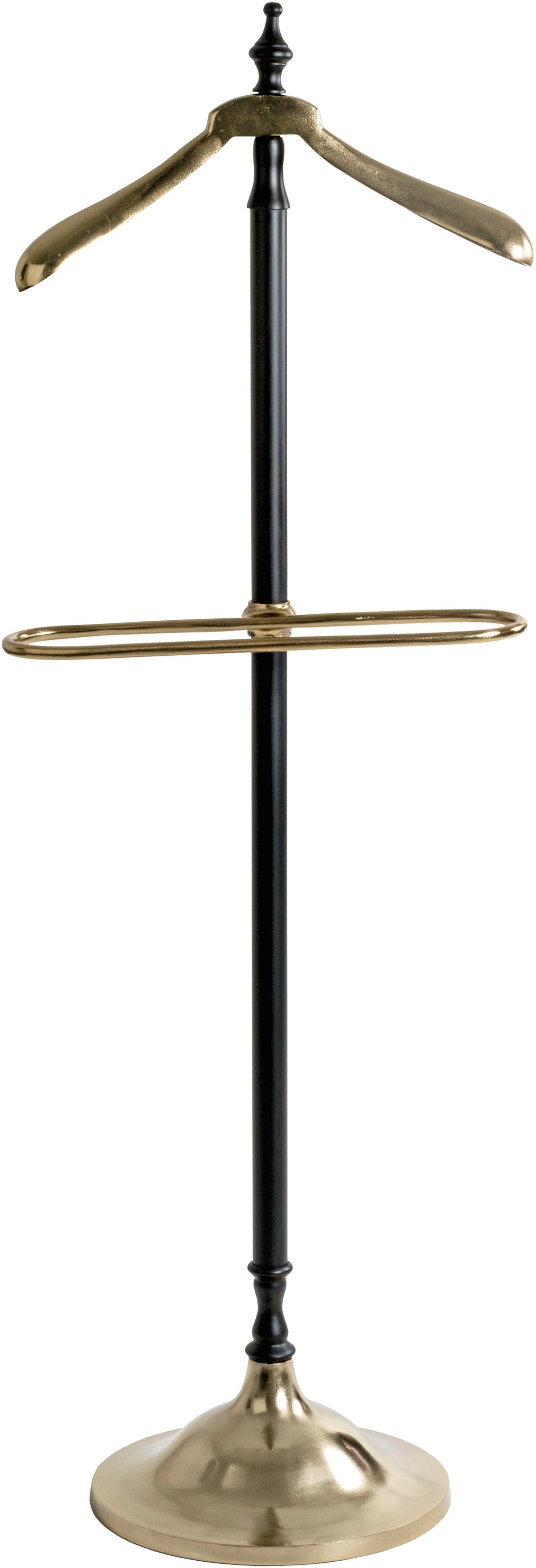 HAKU Herrendiener "Anzugständer, Dressboy, Kleiderboy, Kleiderbutler, Stiller Diener" freiform - aus Metall gold, schwarz -B/T/H 45/32/130 cm
