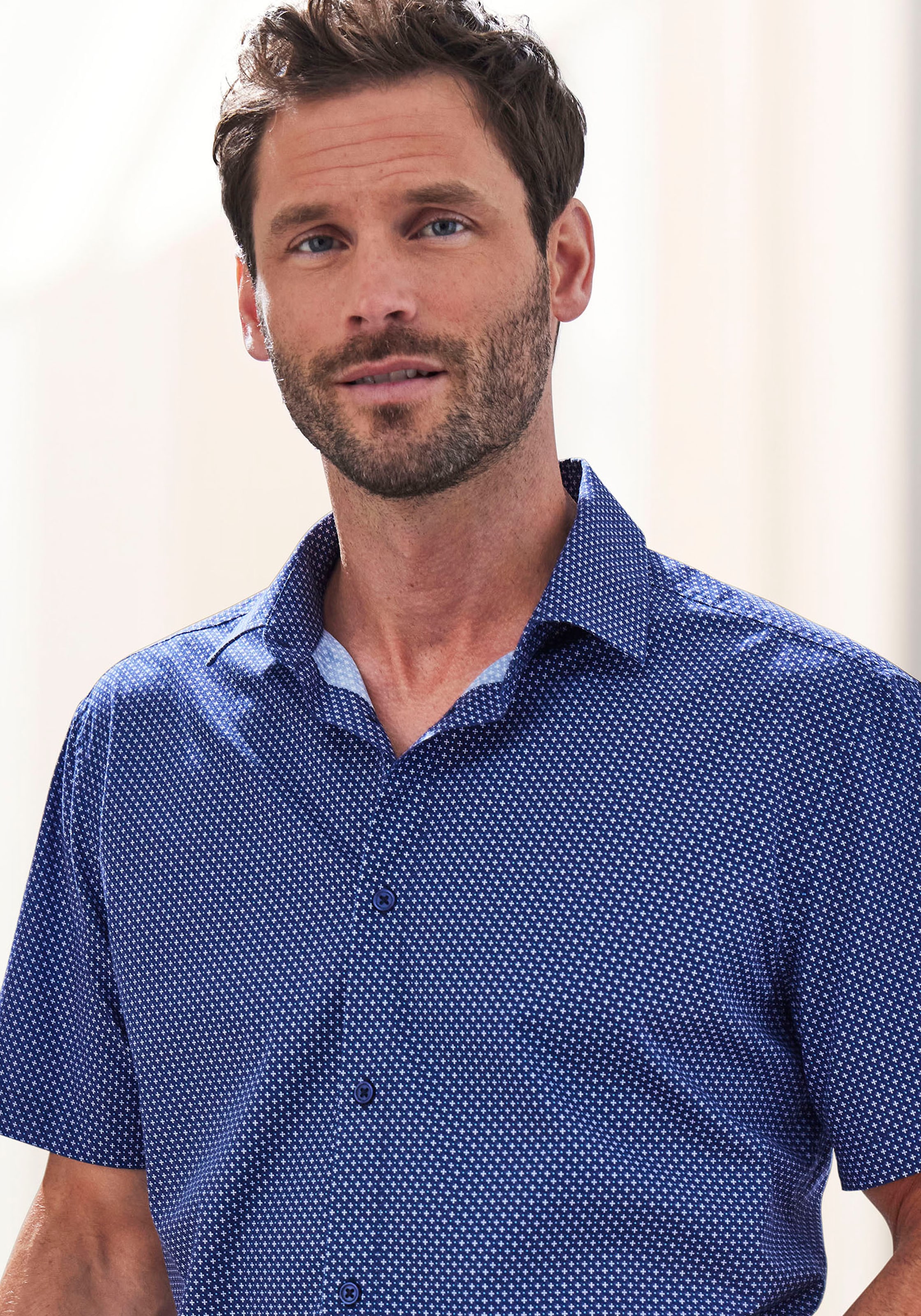 H.I.S Kurzarmhemd »Regular fit«, allover bedruckt aus reiner Baumwolle