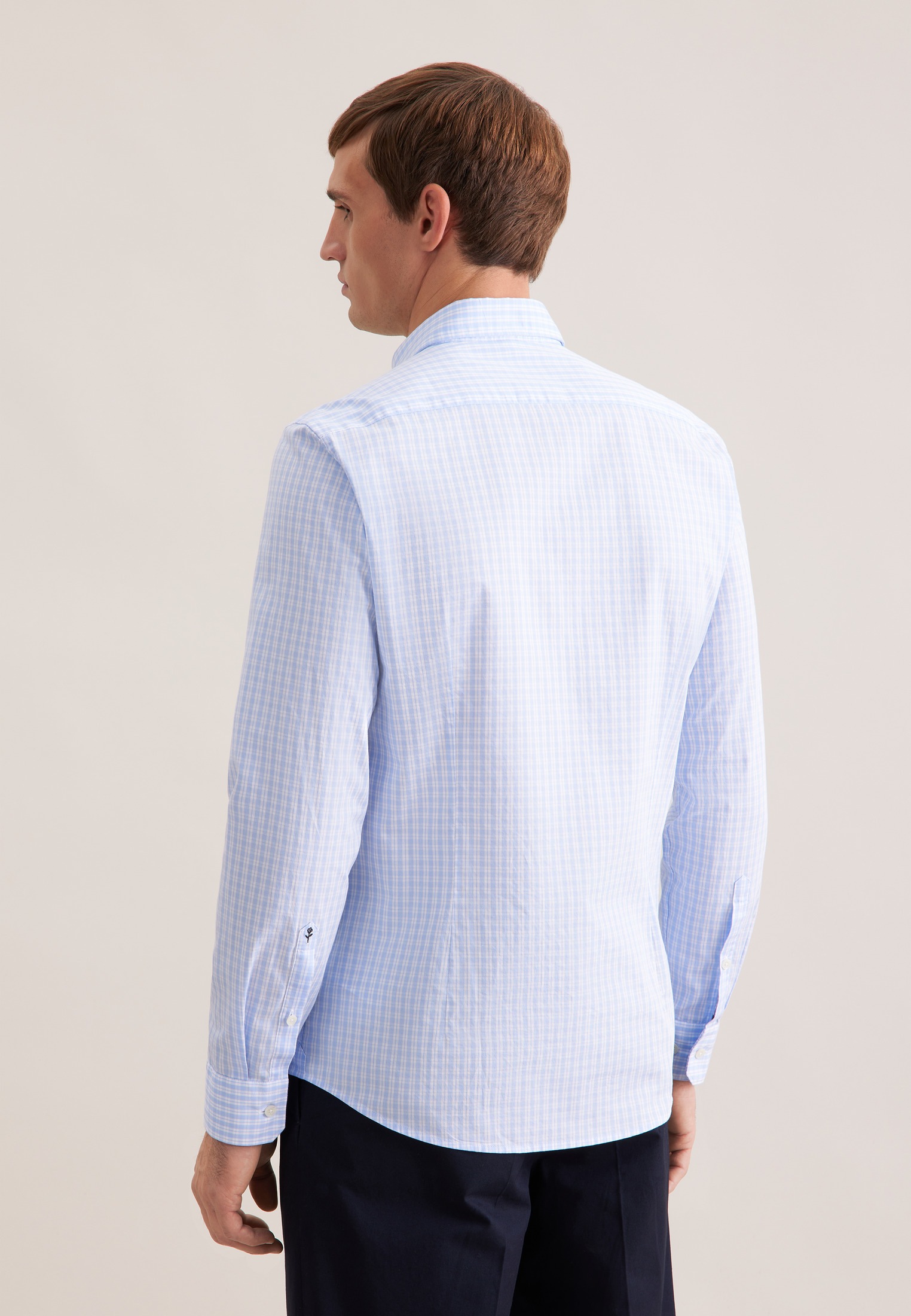 seidensticker Businesshemd Slim 1/1 Button-Down-Kragen Karo