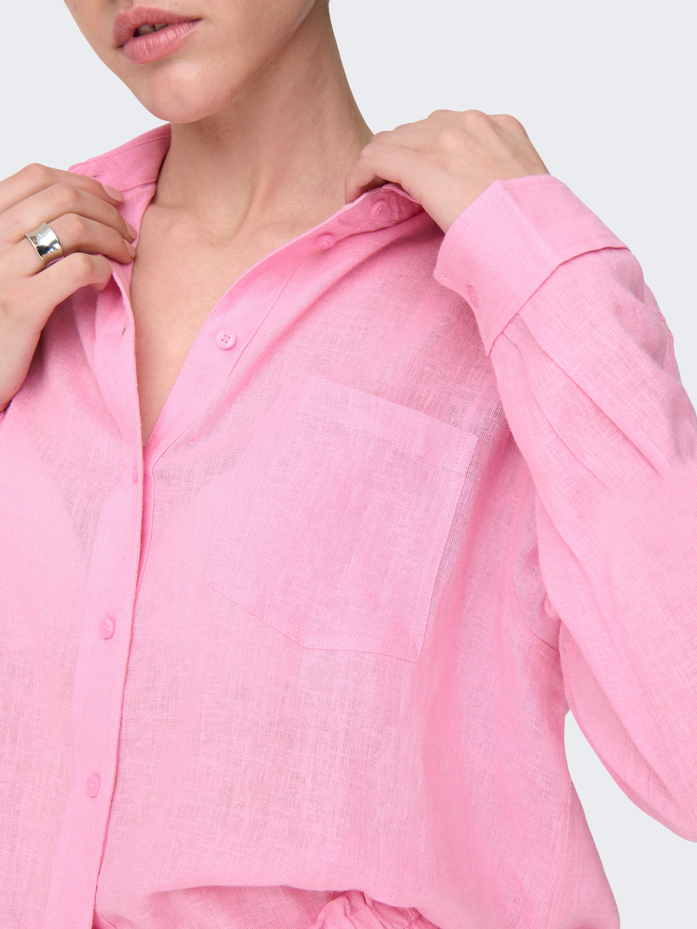 ONLY Longbluse »ONLTOKYO L/S LINEN BLEND SHIRT«, mit Leinen