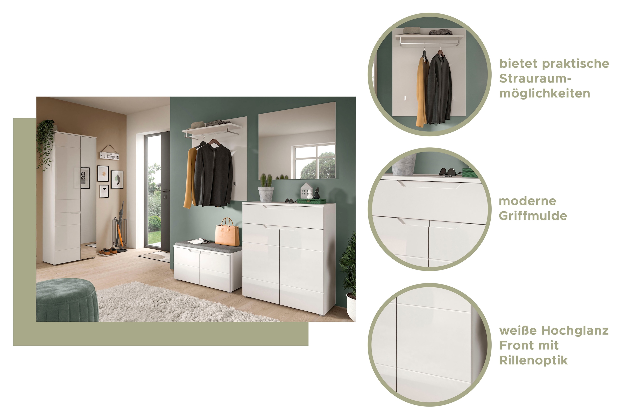 INOSIGN Garderobenpaneel »CAPRI, Breite 80 cm, 1 Ablageboden, 3 Haken, 1 Kleiderstnage«, Wandgarderobe, Paneel, Garderobe, Flurpaneel, Wandpaneel