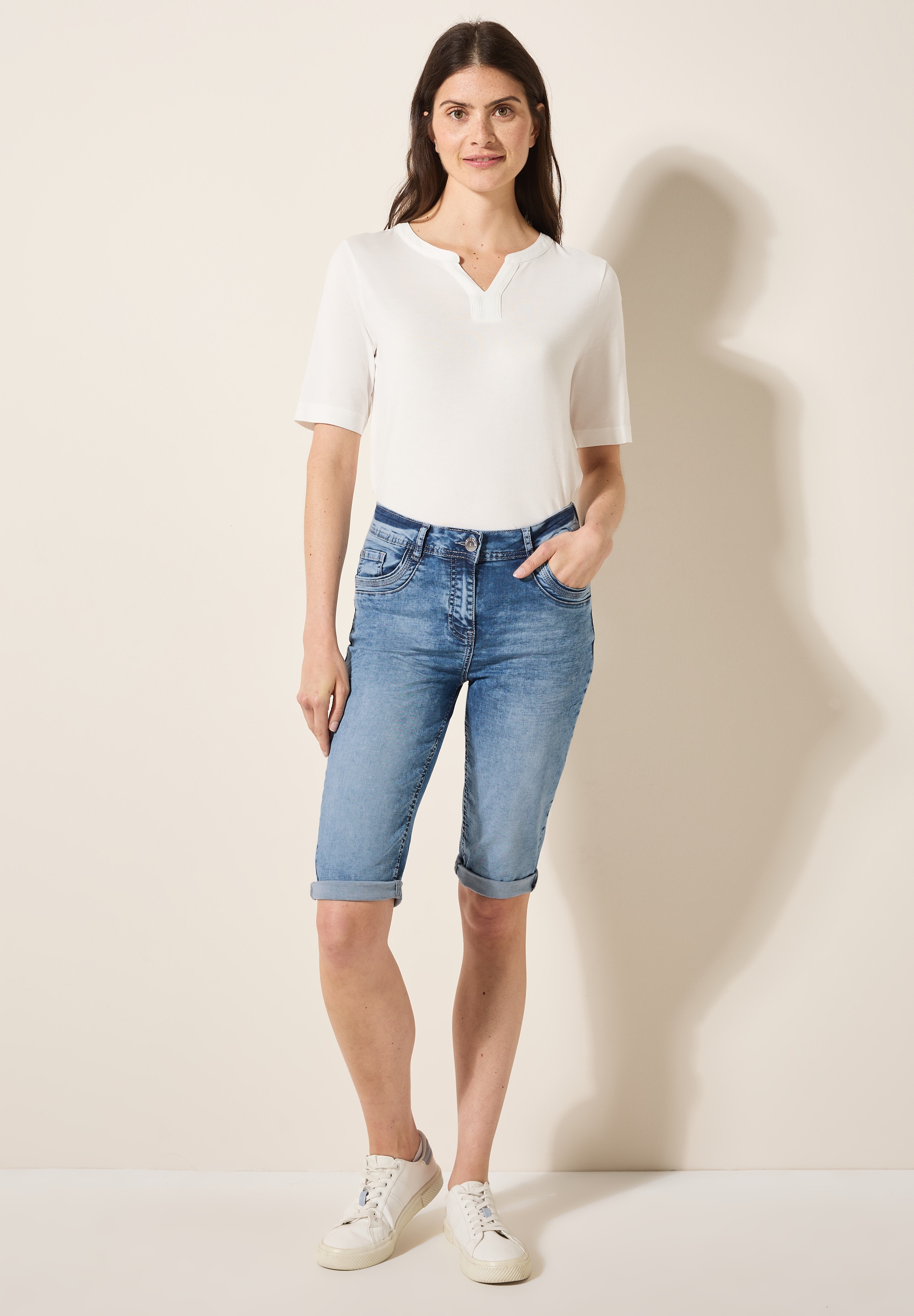 Cecil Slim-fit-Jeans, softer Materialmix