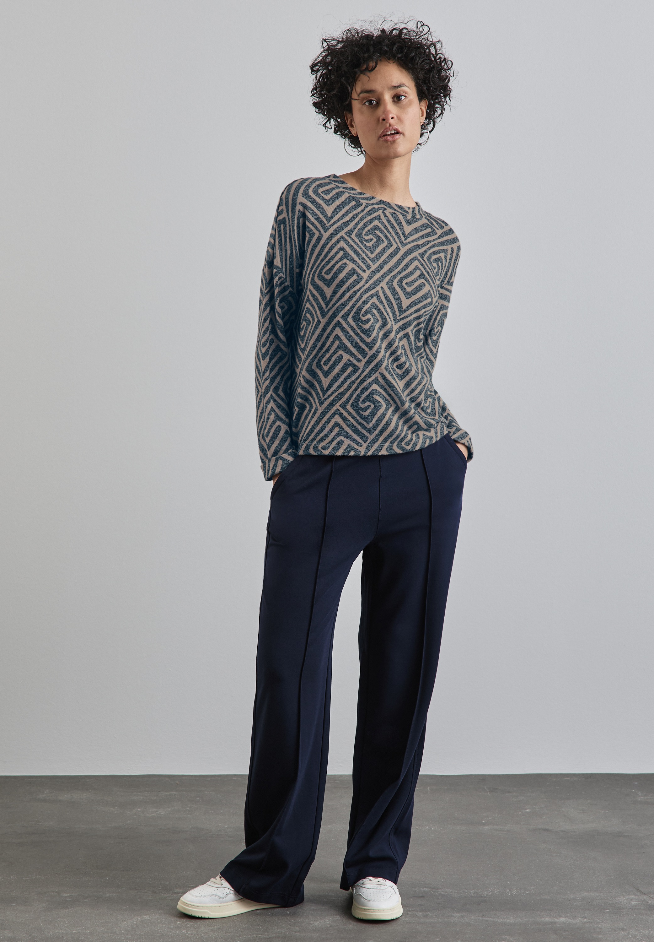 STREET ONE Langarmshirt, aus softem Materialmix