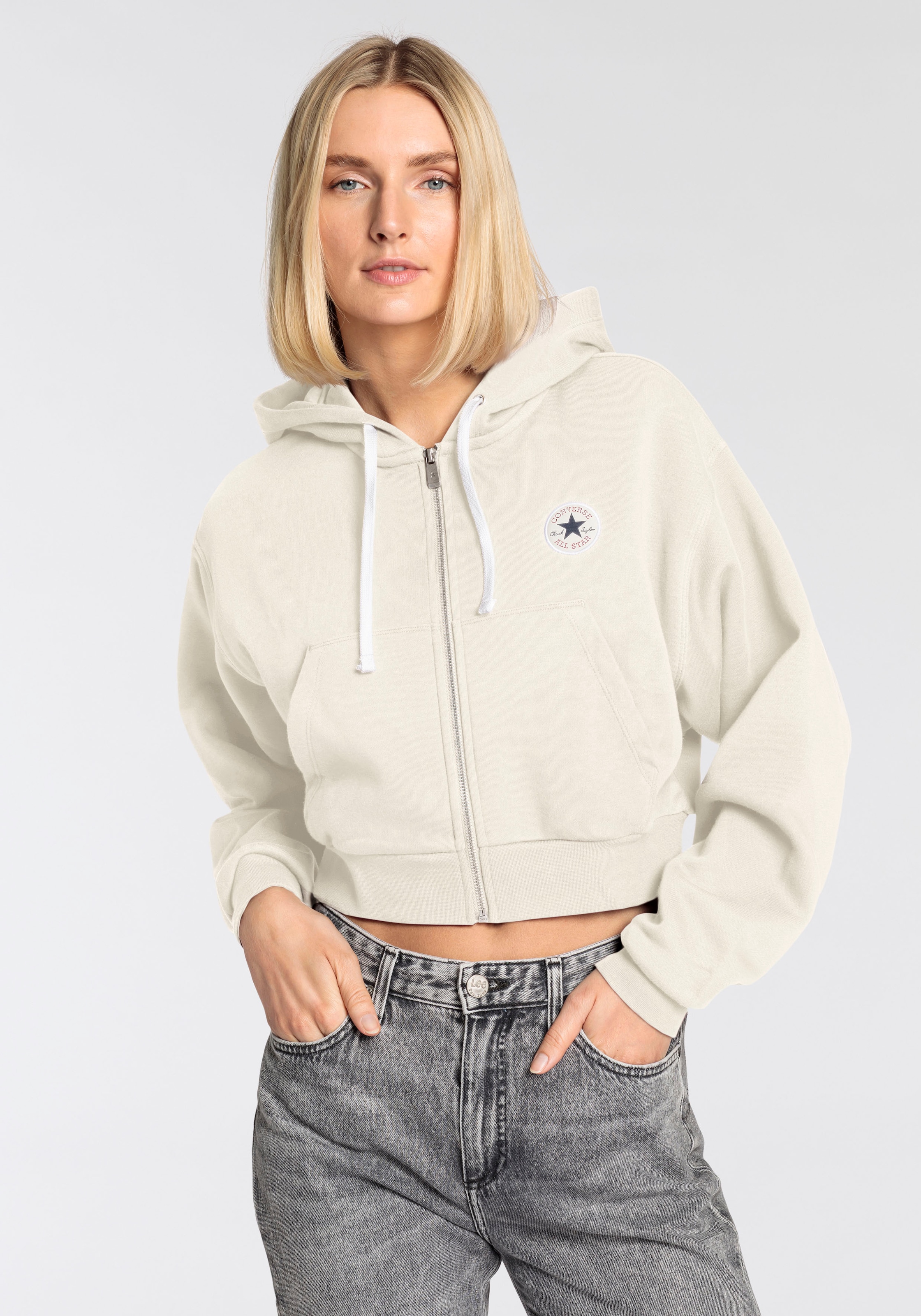 Converse Sweatjacke "WOMENS CONVERSE RETRO FULL-ZIP HOODIE", cropped günstig online kaufen