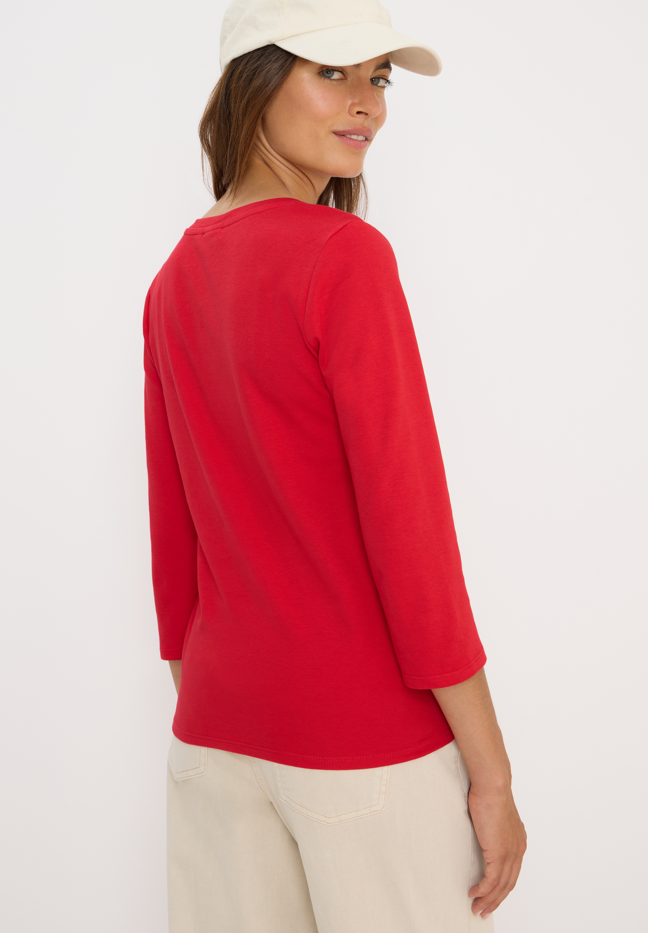 Cecil 3/4-Arm-Shirt, mit V-Ausschnitt, unifarben