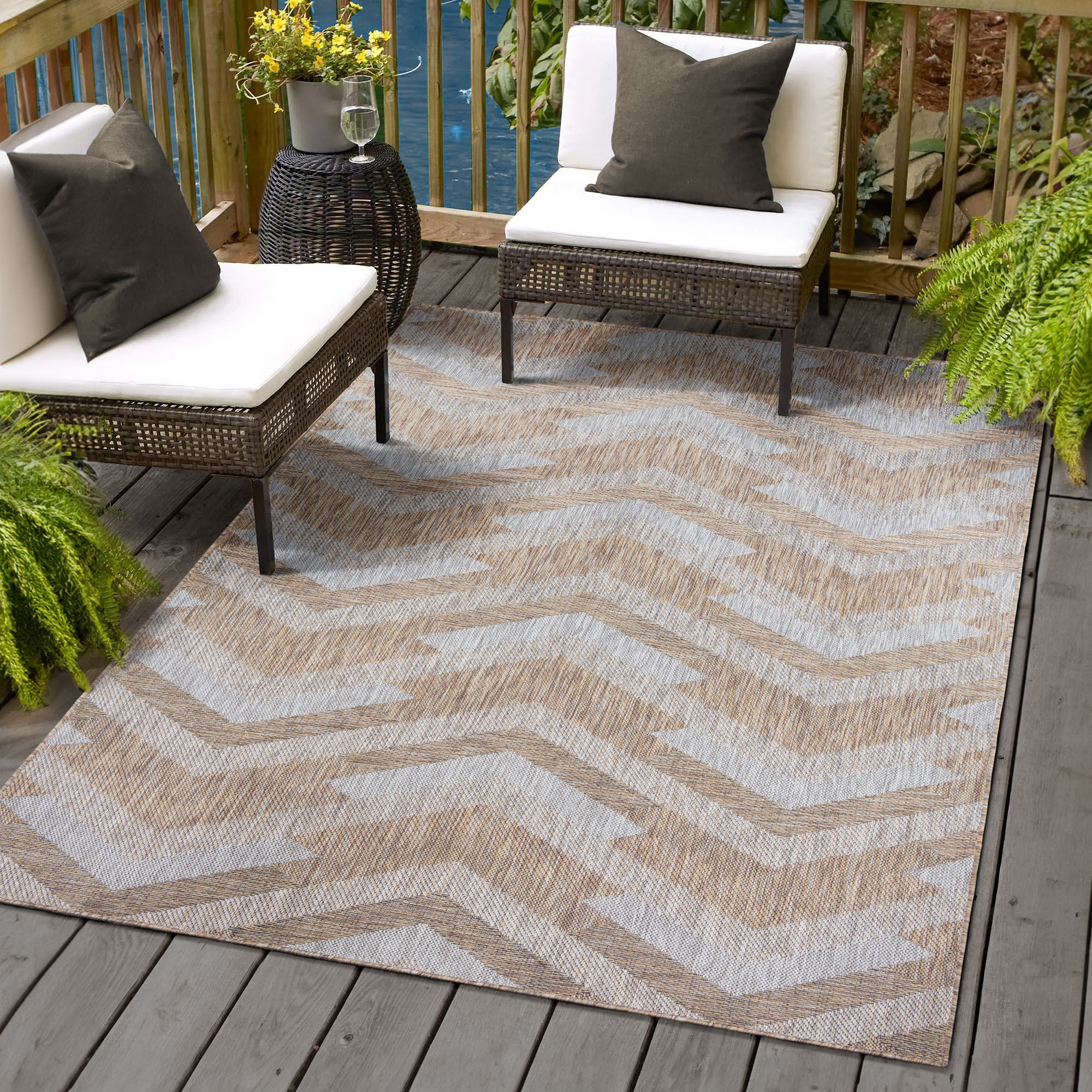 Sanat Outdoorteppich "Melissa 8004, auch in Rund erhältlich" rechteckig 10 mm Höhe Kurzflor, In -und Outdoor geeignet, Wohnzimmer
