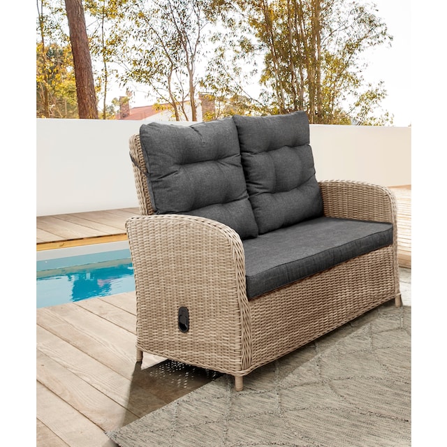 Destiny Gartenlounge-Set »MERANO«, (11 tlg.), Polyrattan, 2 Sessel, 2er  Sofa, 1 Tisch 120x77x66cm, inkl. Auflagen | BAUR