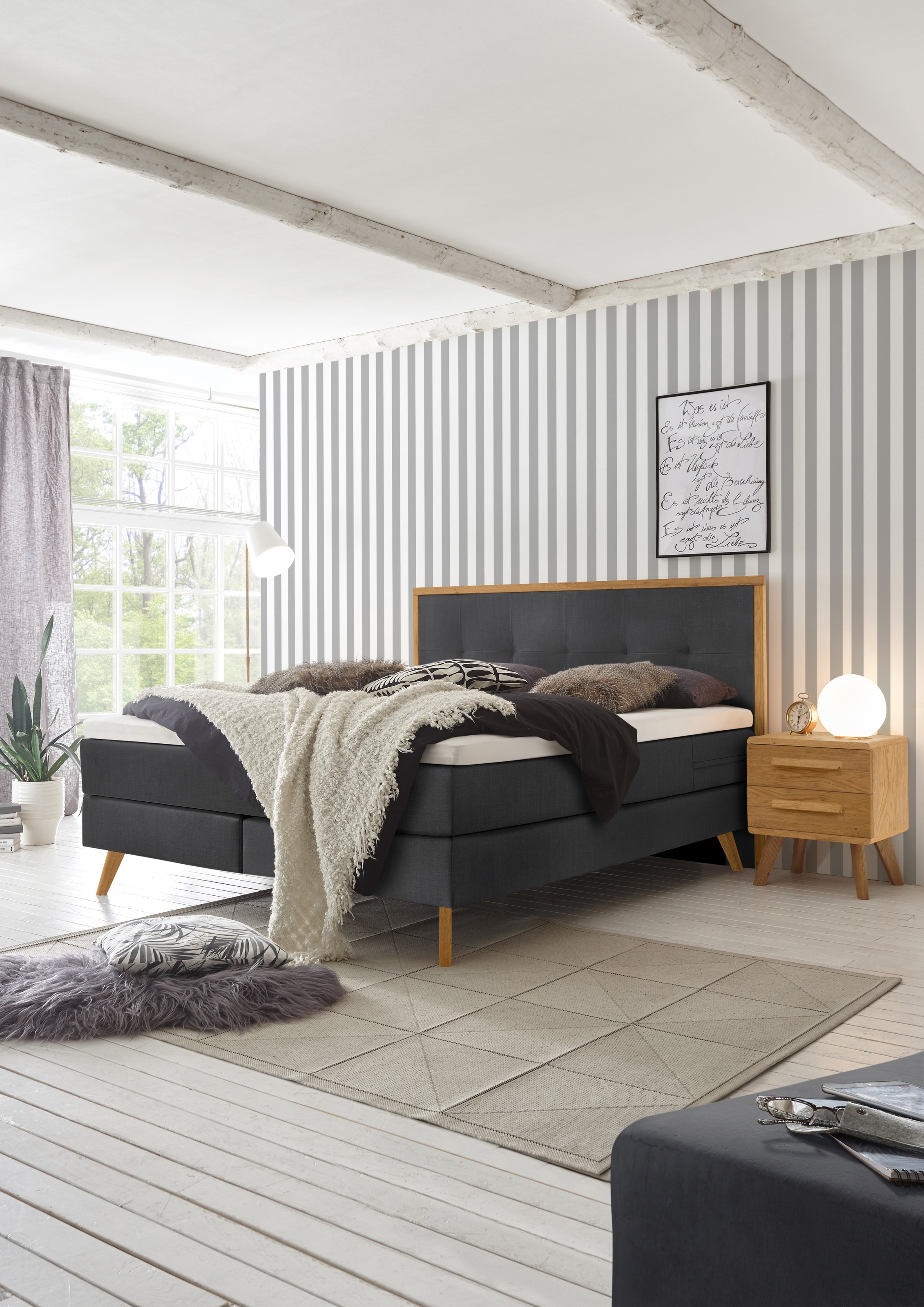 HASENA Boxspringbett "Nordic" modernes Design, Nordic Bett, gestepptes Kopf günstig online kaufen