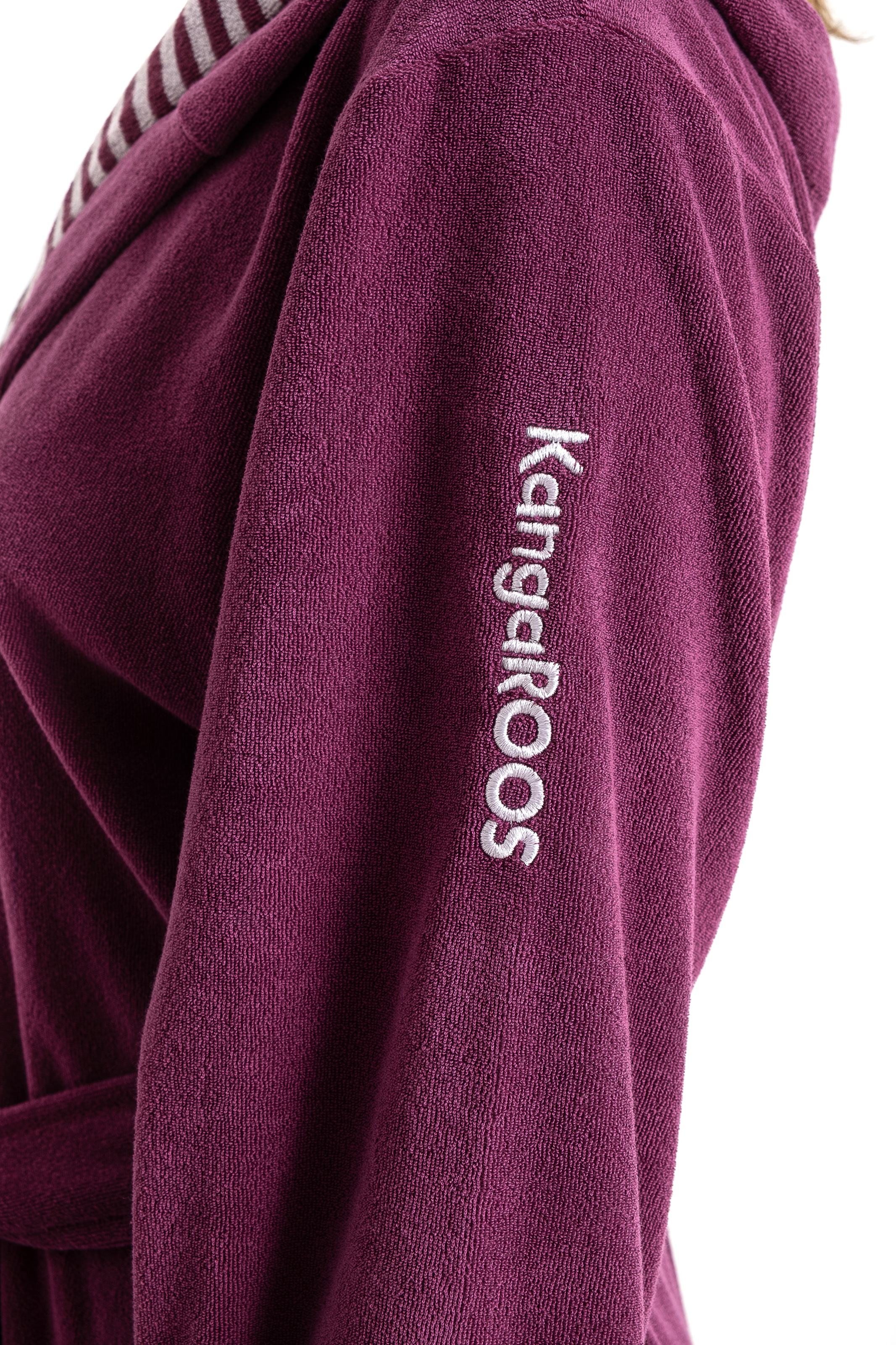 KangaROOS Damenbademantel »Dalia, ideal für Sauna & Spa, Standardlänge & Überlänge«, (1 St.), Uni-Farben mit Streifen, mit Taschen, XS-3XL, auch in extra lang