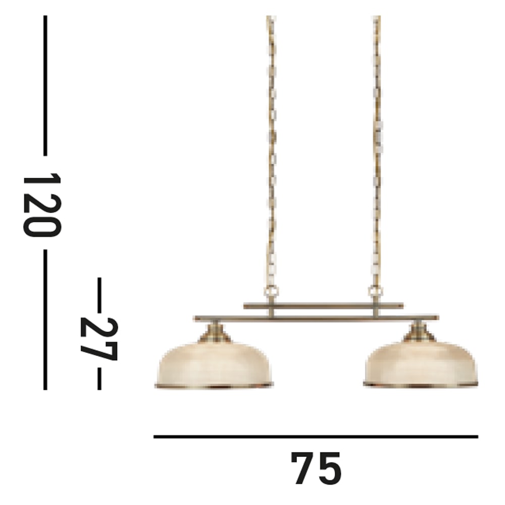 Searchlight Hängeleuchte »Bistro II 2Lt Pendant- Antique Brass & Holophane Style Glass« E27 1 Stk.