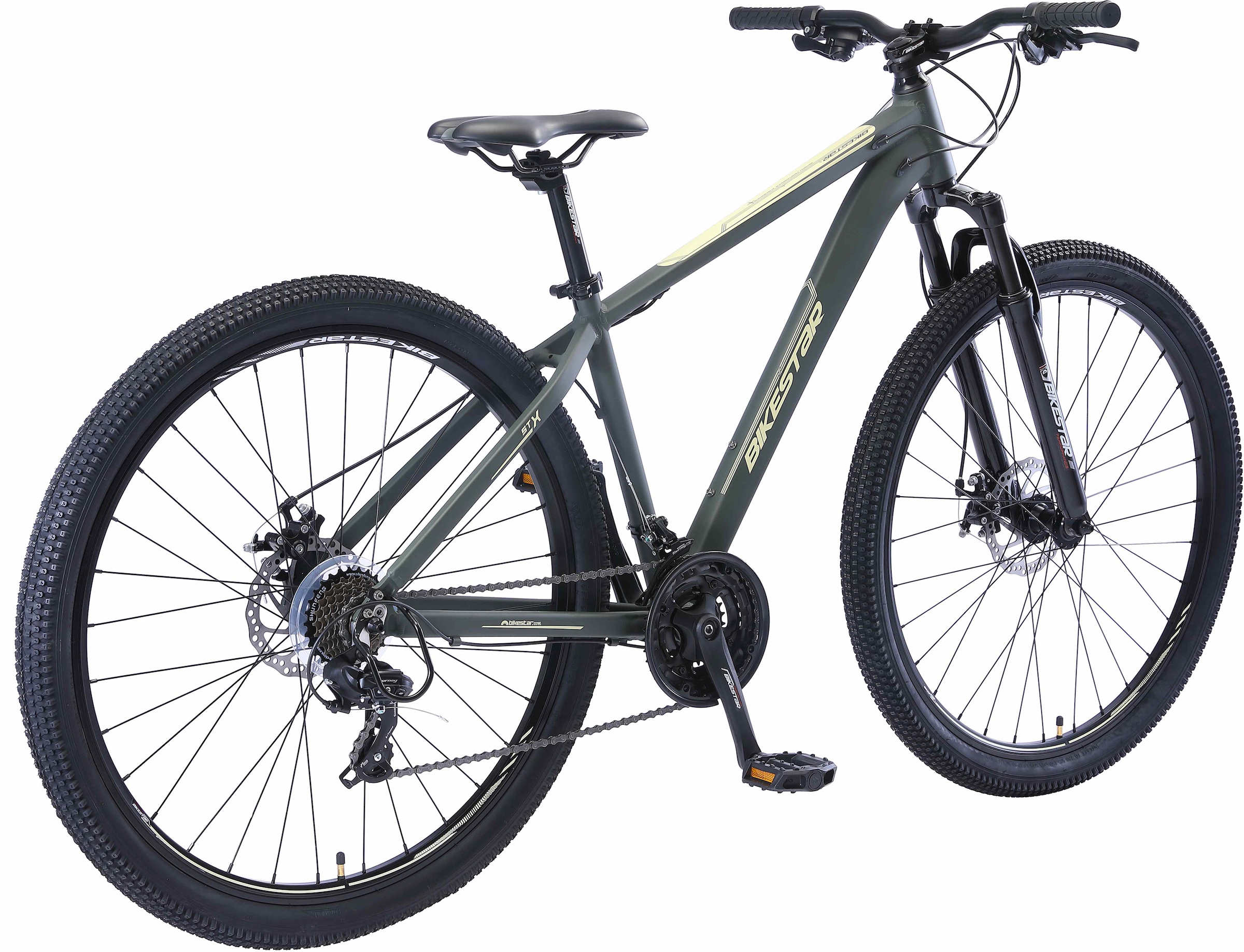 Bikestar Mountainbike, 21 Gang, Shimano, RD-TY300 Schaltwerk, Kettenschaltung, für Damen und Herren, Kettenschaltung