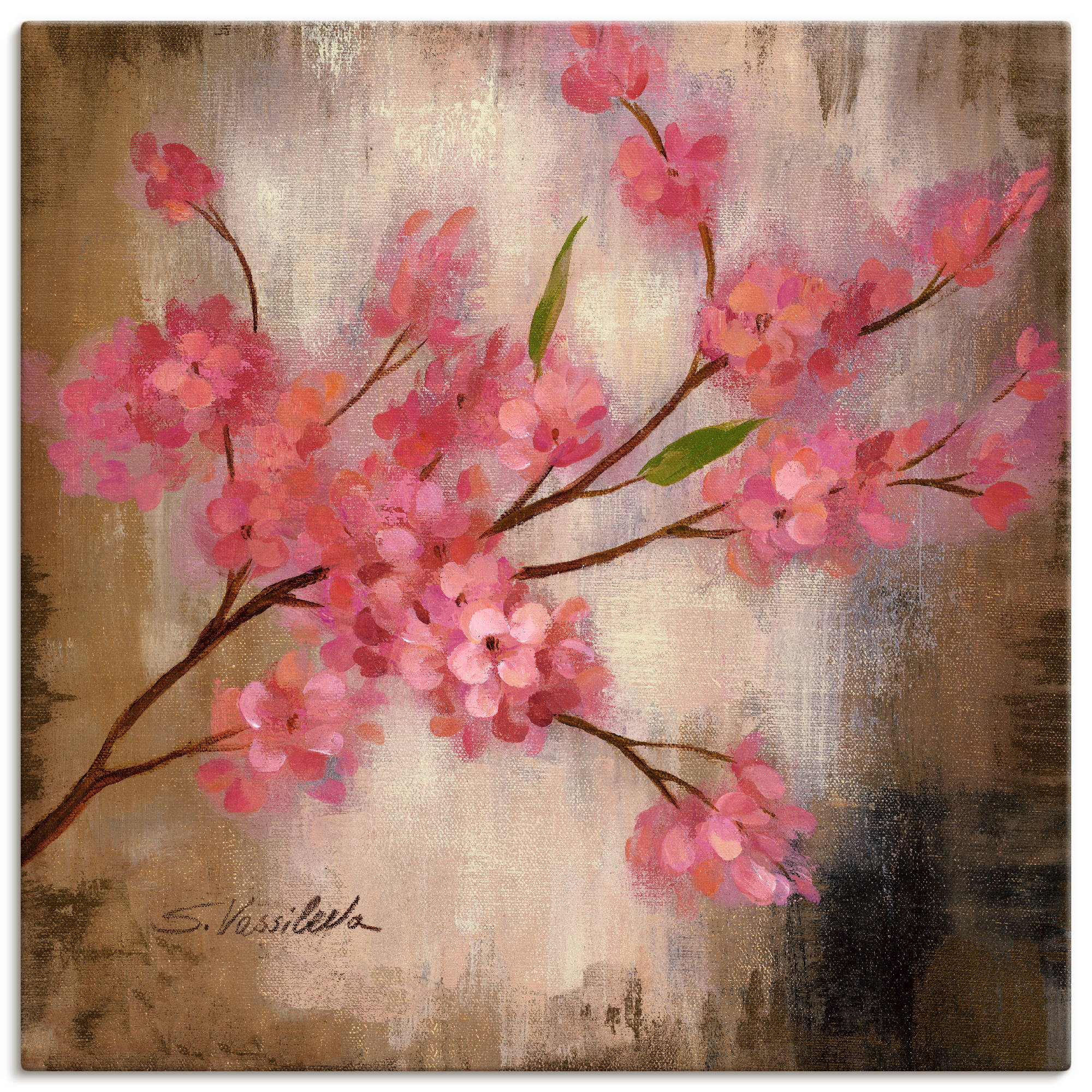 Artland Leinwandbild "Kirschblüte I" Blumen 1 Stk. tlg. auf Holzrahmen gespannt