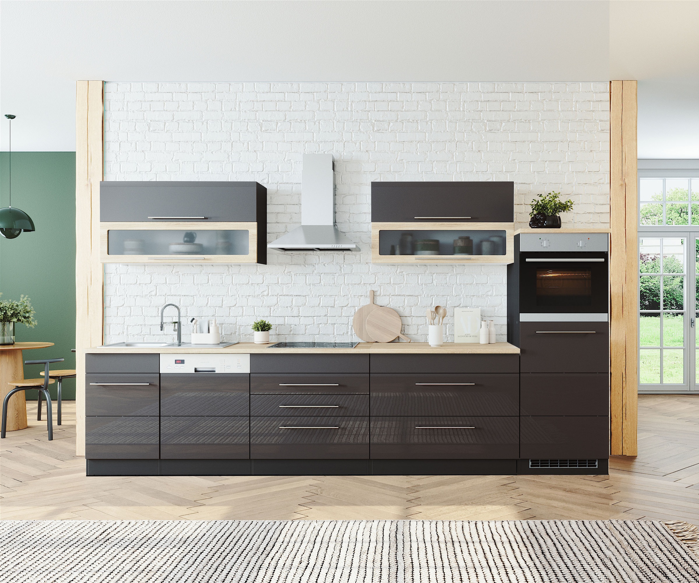 HELD MÖBEL Küchenzeile "Wien", Breite 350 cm, wahlweise mit E-Geräten günstig online kaufen