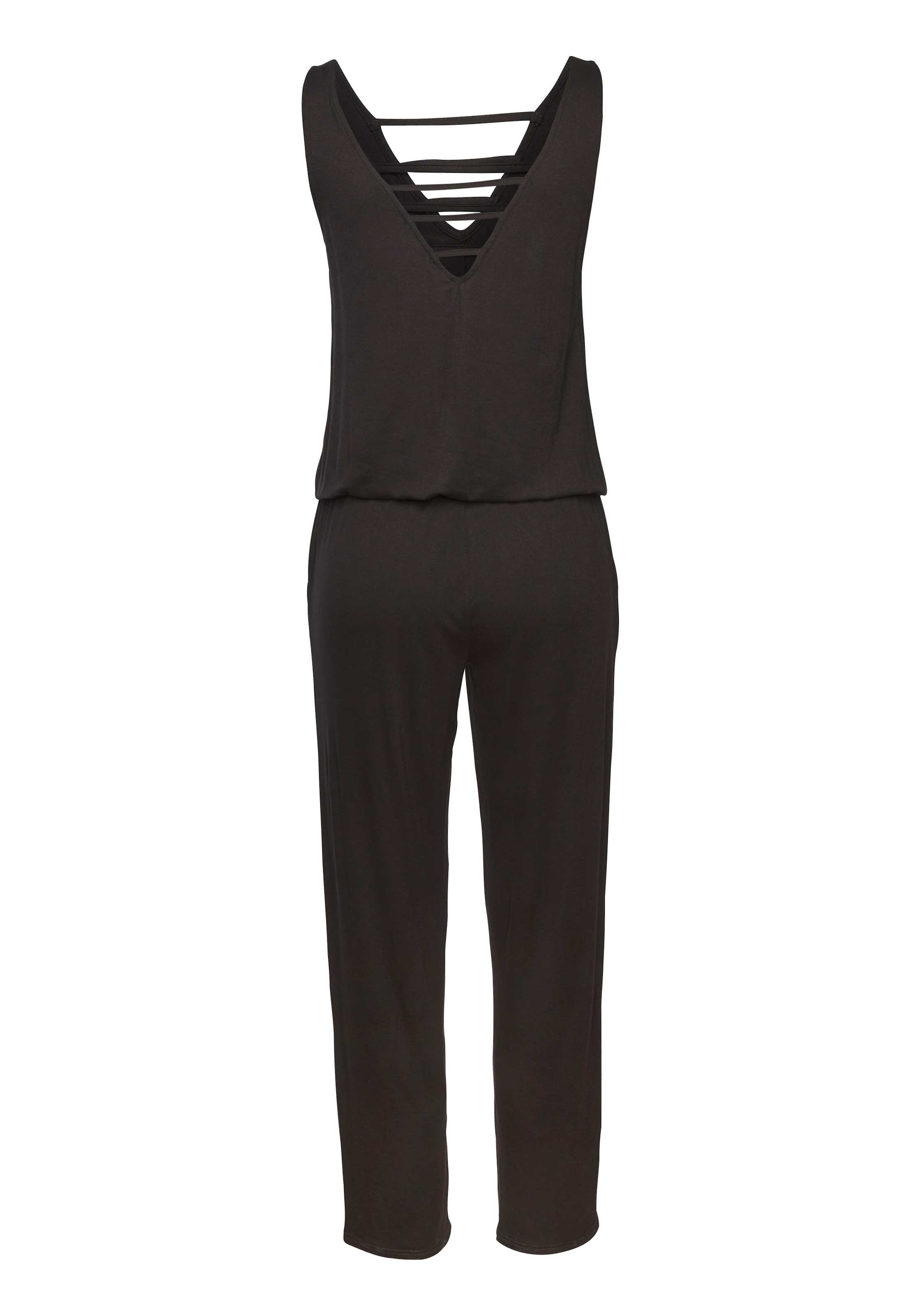 s.Oliver Overall, mit verziertem Ausschnitt, elastischer Jumpsuit mit Taschen