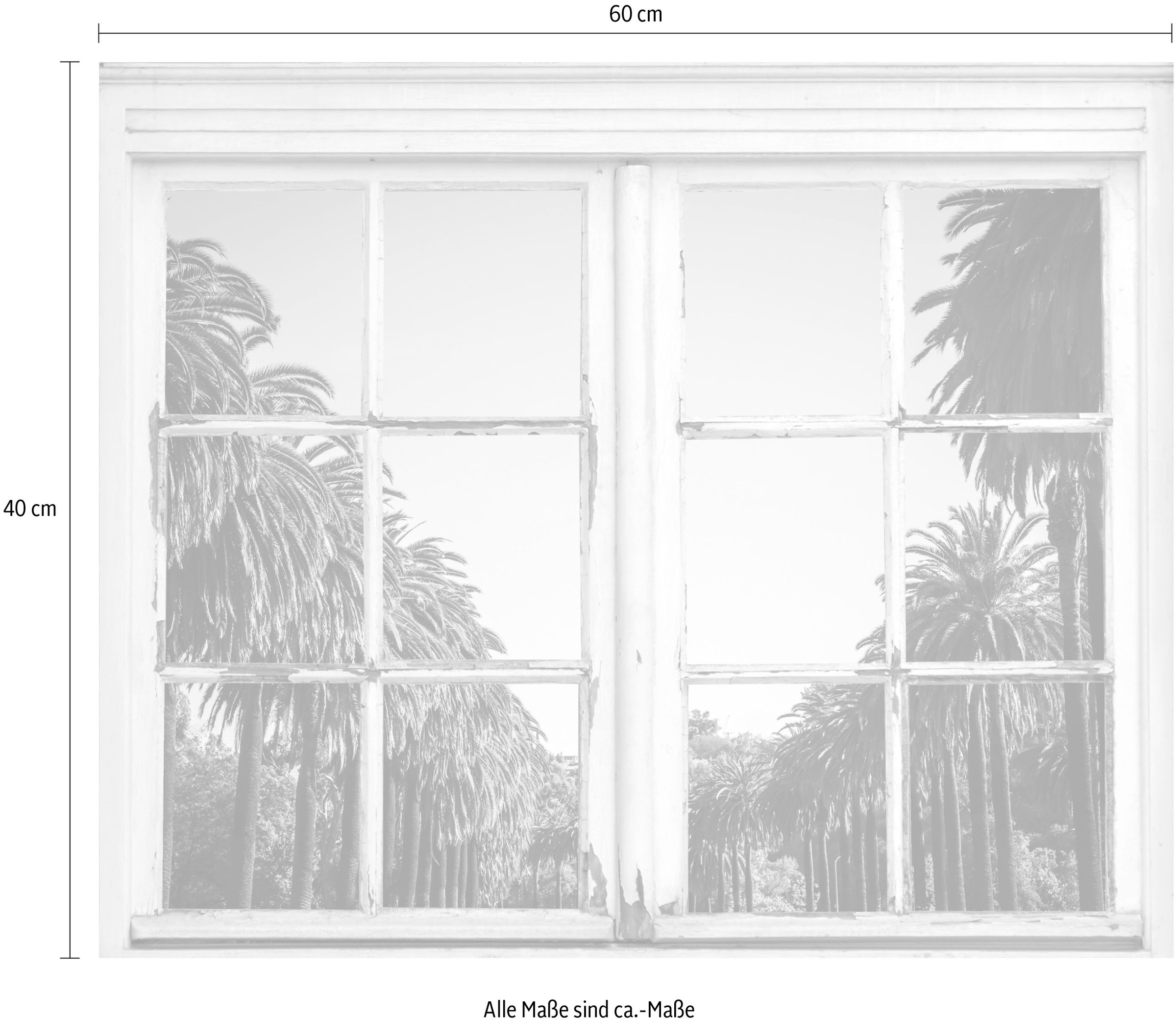 queence Wandsticker »Palmenallee«, Wandsticker, Wandbild, selbstklebend, 3D, Fenster